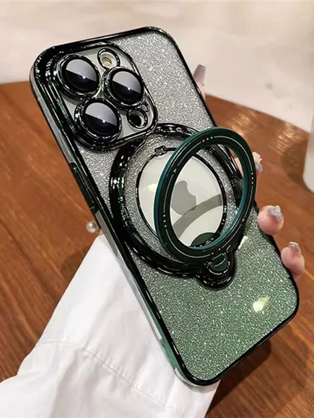 Luxury Kase LK150 Glitter Magnetic Bracket Stand Mag-Safe iPhone 13 Pro Back Case, Green
Luxury Kase LK150 Glitter Magnetic Bracket Stand Mag-Safe iPhone 13 Pro Back Case, Green
