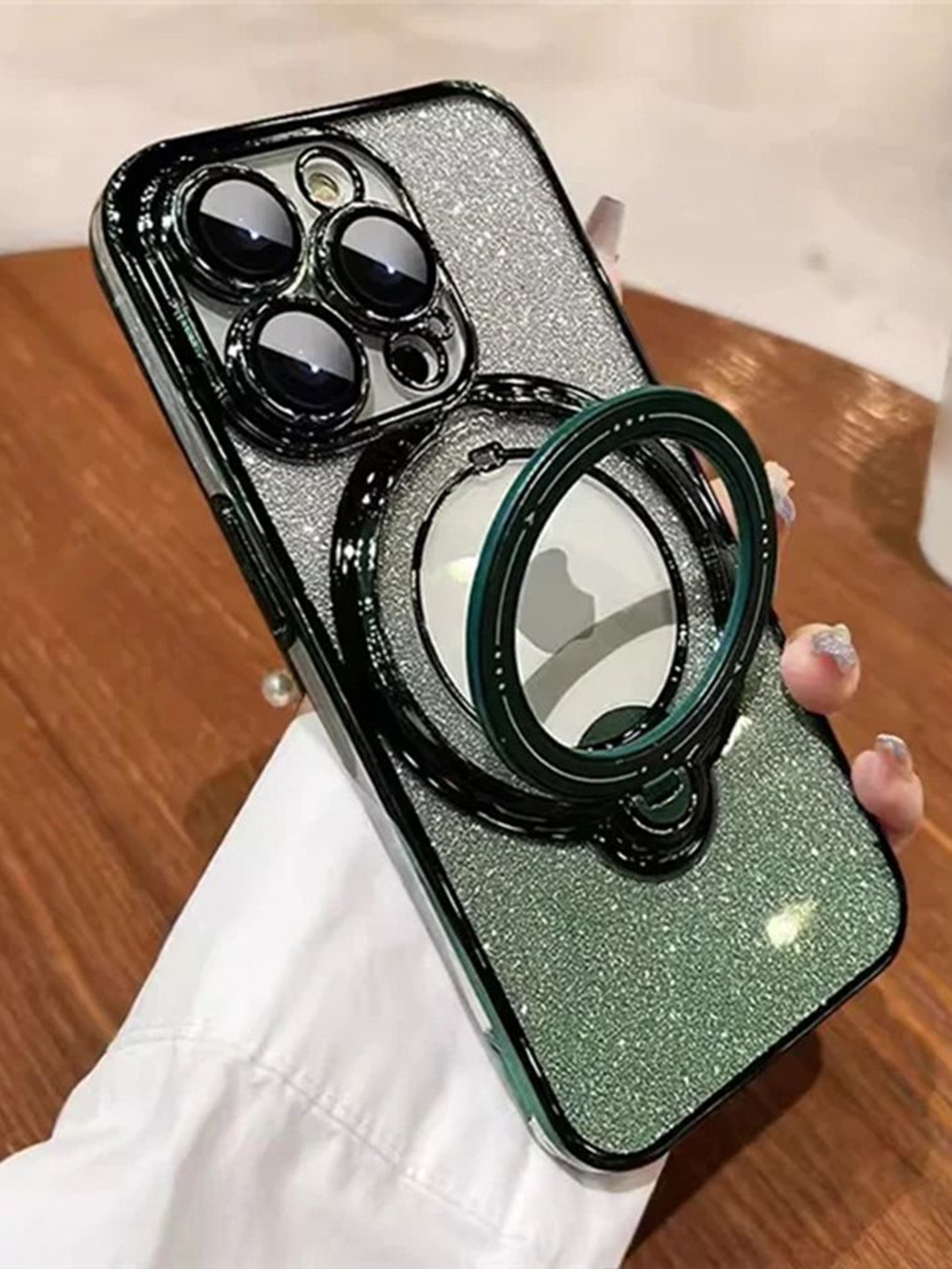 Luxury Kase LK150 Glitter Magnetic Bracket Stand Mag-Safe iPhone 13 Pro Max Back Case, Green
Luxury Kase LK150 Glitter Magnetic Bracket Stand Mag-Safe iPhone 13 Pro Max Back Case, Green