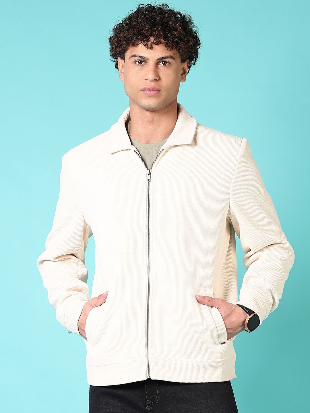 V-Mart Men Spread Collar Self Design Cotton Casual Bomber Jacket, Beige
V-Mart Men Spread Collar Self Design Cotton Casual Bomber Jacket, Beige
