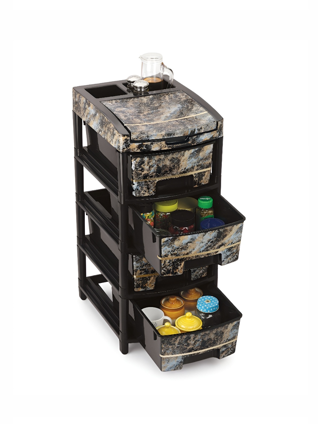 NABHYA Orry Black & Cream Colored Printed 4 Rack Drawer Modular Chest Storage Organizer
NABHYA Orry Black & Cream Colored Printed 4 Rack Drawer Modular Chest Storage Organizer