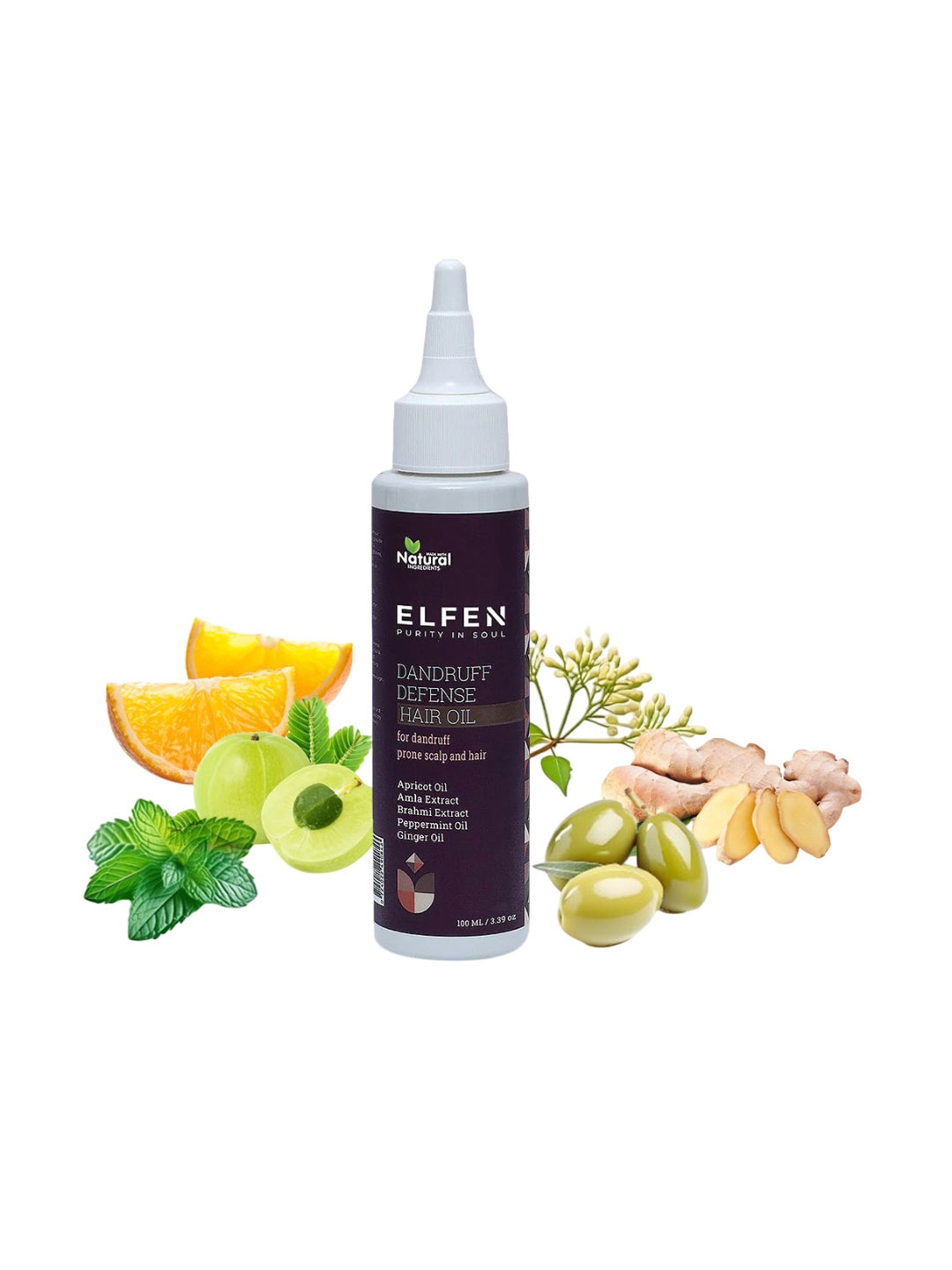 ELFEN Dandruff Defence Hair Oil With Ginger Oil, Peppermint Oil & Brahmi Extract - 100 ml, White
ELFEN Dandruff Defence Hair Oil With Ginger Oil, Peppermint Oil & Brahmi Extract - 100 ml, White