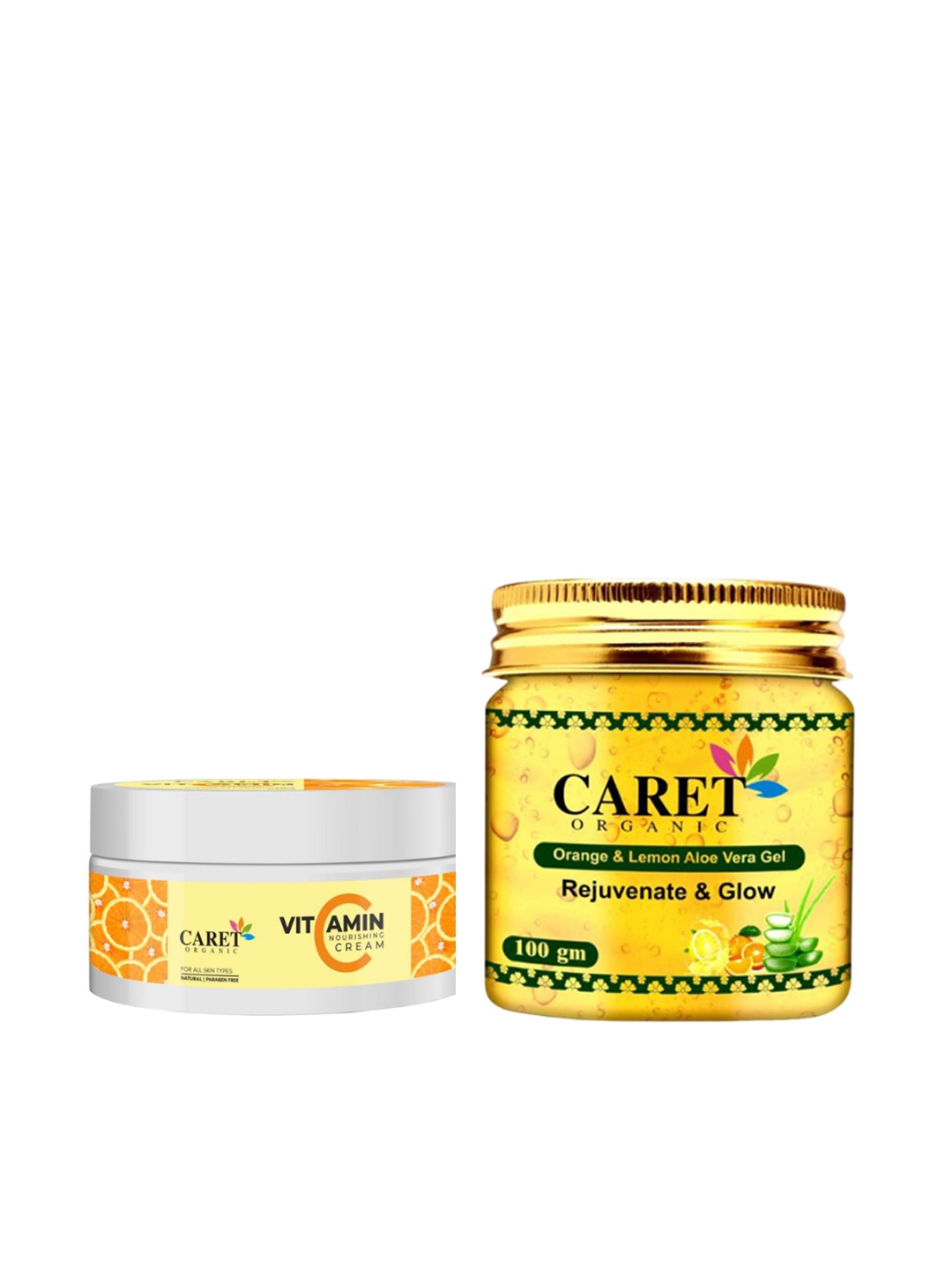 CARET ORGANIC Set Of 2 Vitamin C Nourishing Cream & Orange Lemon Aloevera Gel - 100 g Each, White
CARET ORGANIC Set Of 2 Vitamin C Nourishing Cream & Orange Lemon Aloevera Gel - 100 g Each, White