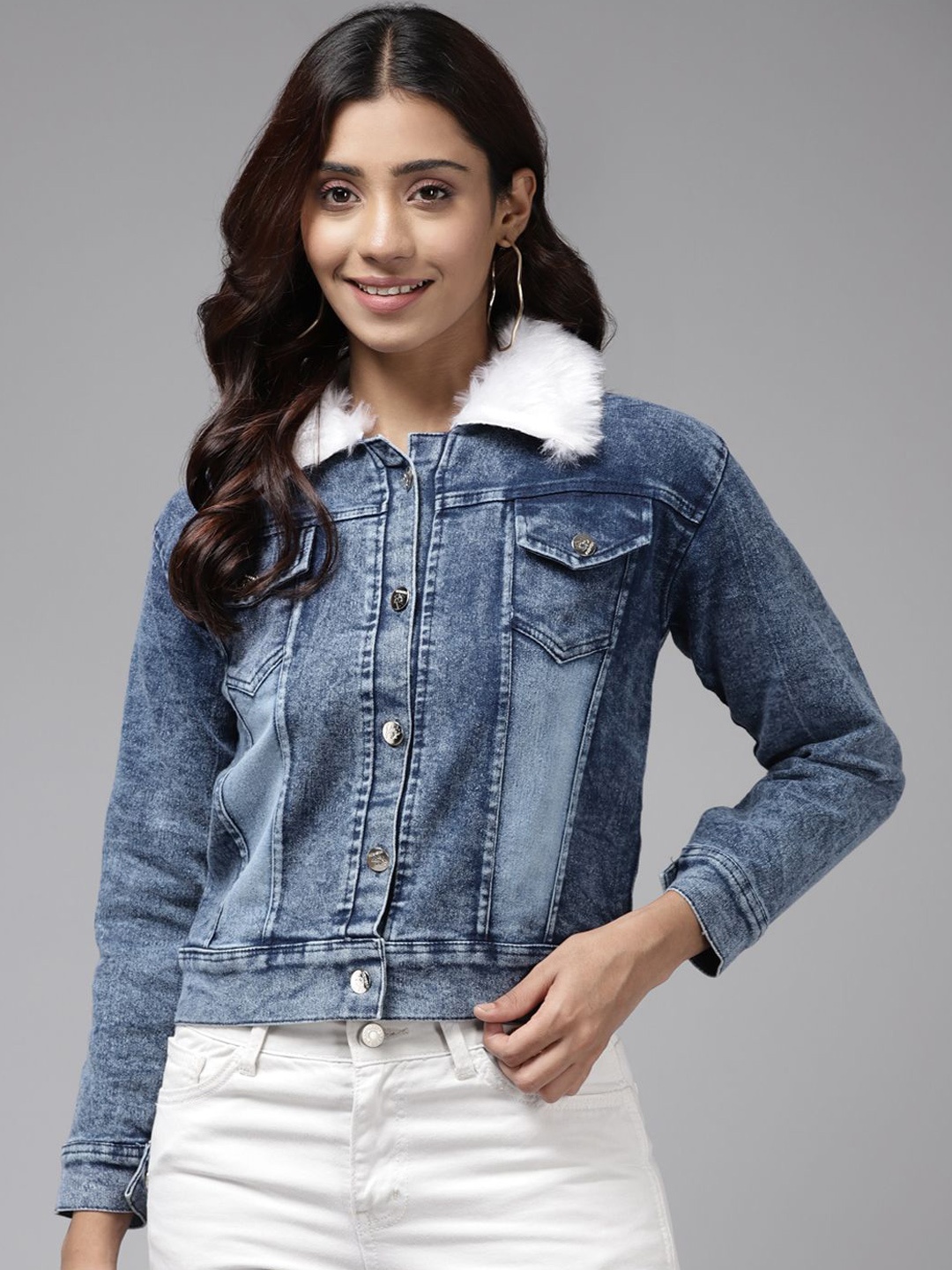 The Roadster Lifestyle Co. Women Washed Solid Denim Casual Windcheater Denim Jacket, Blue
The Roadster Lifestyle Co. Women Washed Solid Denim Casual Windcheater Denim Jacket, Blue