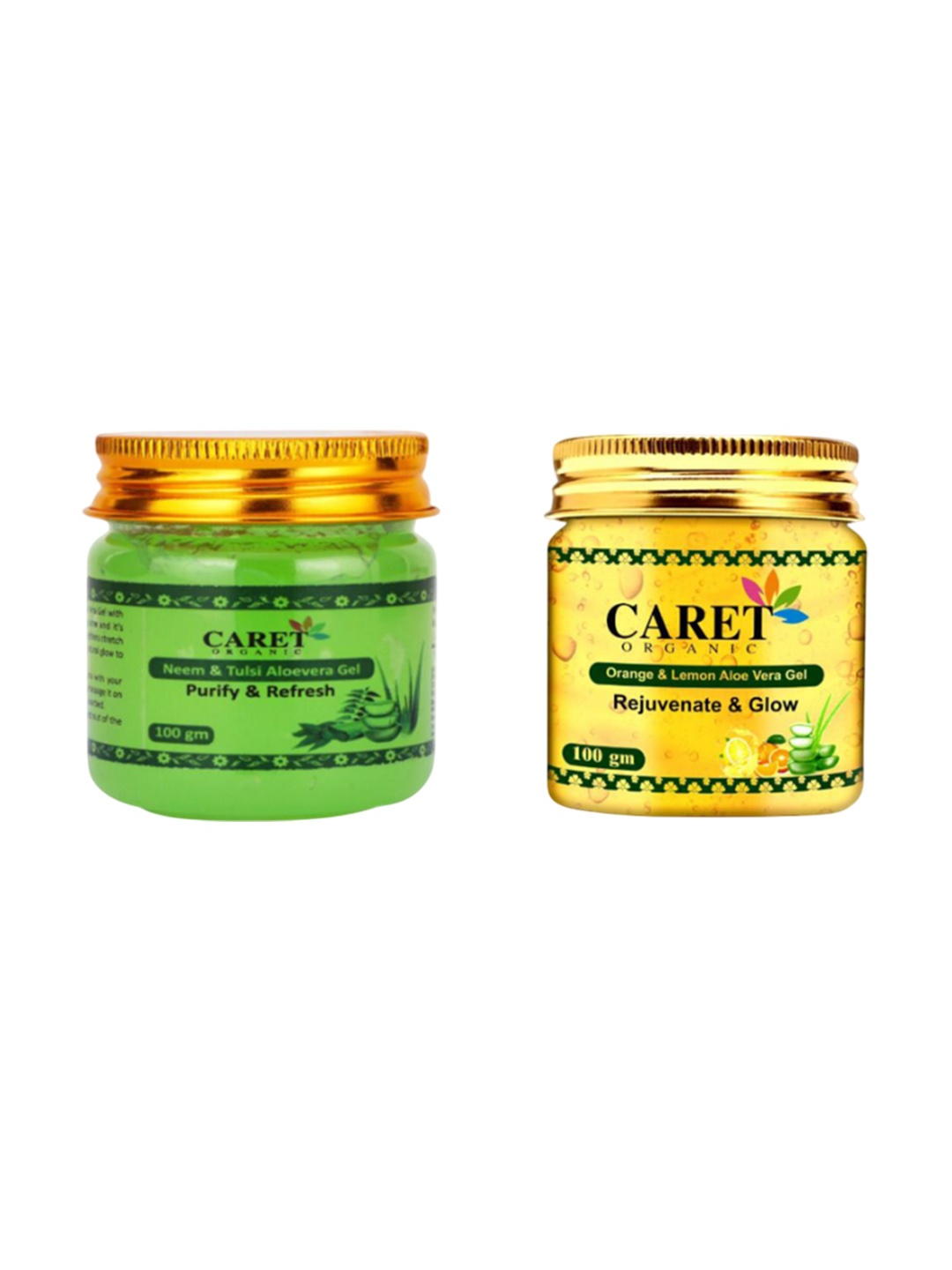 CARET ORGANIC Set Of 2 Neem, Tulsi Aloevera Gel & Vitamin C Orange Gel - 100 g Each, White
CARET ORGANIC Set Of 2 Neem, Tulsi Aloevera Gel & Vitamin C Orange Gel - 100 g Each, White