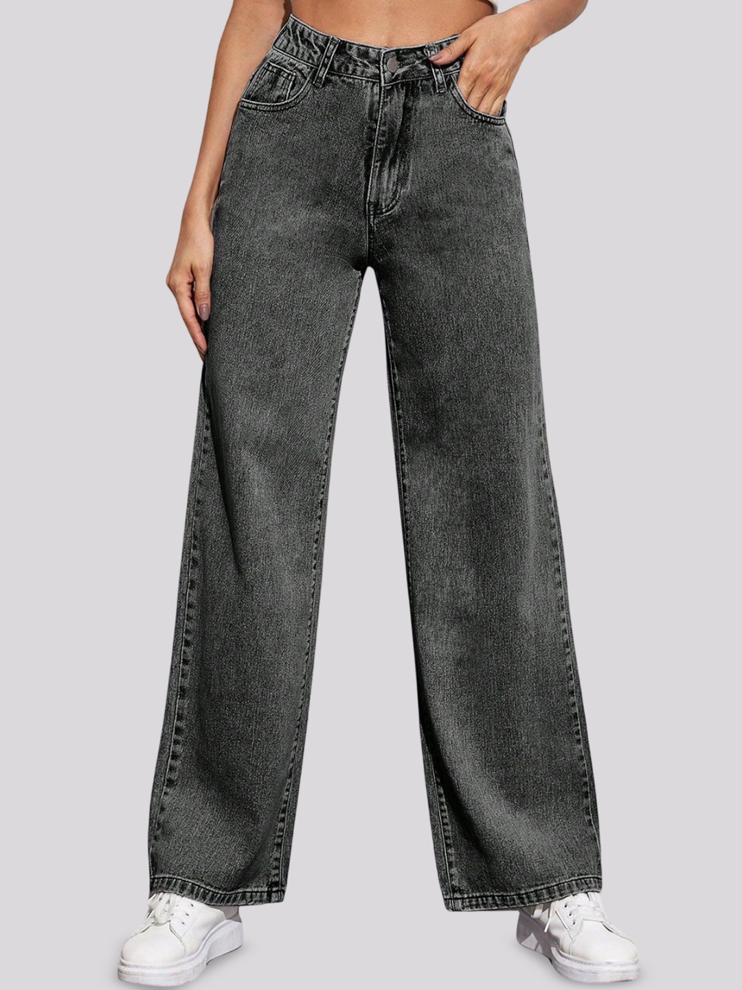 Glossia Women Comfort Straight Fit High-Rise Light Fade Acid Wash Stretchable Jeans, Grey
Glossia Women Comfort Straight Fit High-Rise Light Fade Acid Wash Stretchable Jeans, Grey