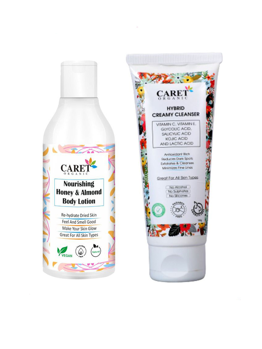 CARET ORGANIC Set Of 2 Honey & Almond Body Lotion With Hybrid Creamy Cleanser, White
CARET ORGANIC Set Of 2 Honey & Almond Body Lotion With Hybrid Creamy Cleanser, White