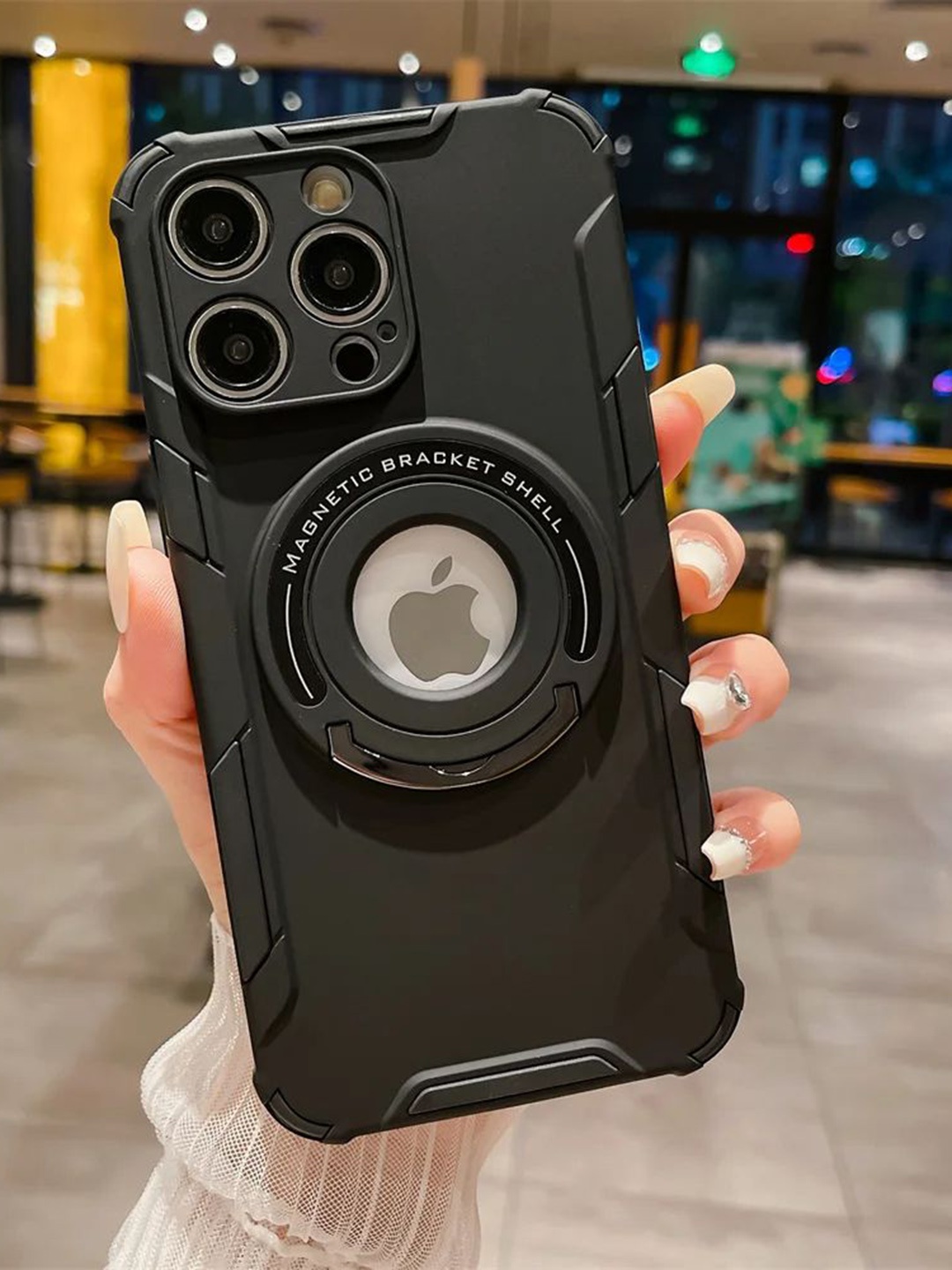 Luxury Kase LK105 Shockproof Magnetic Stand Wireless Charging iPhone 15 Pro Back Case, Black
Luxury Kase LK105 Shockproof Magnetic Stand Wireless Charging iPhone 15 Pro Back Case, Black