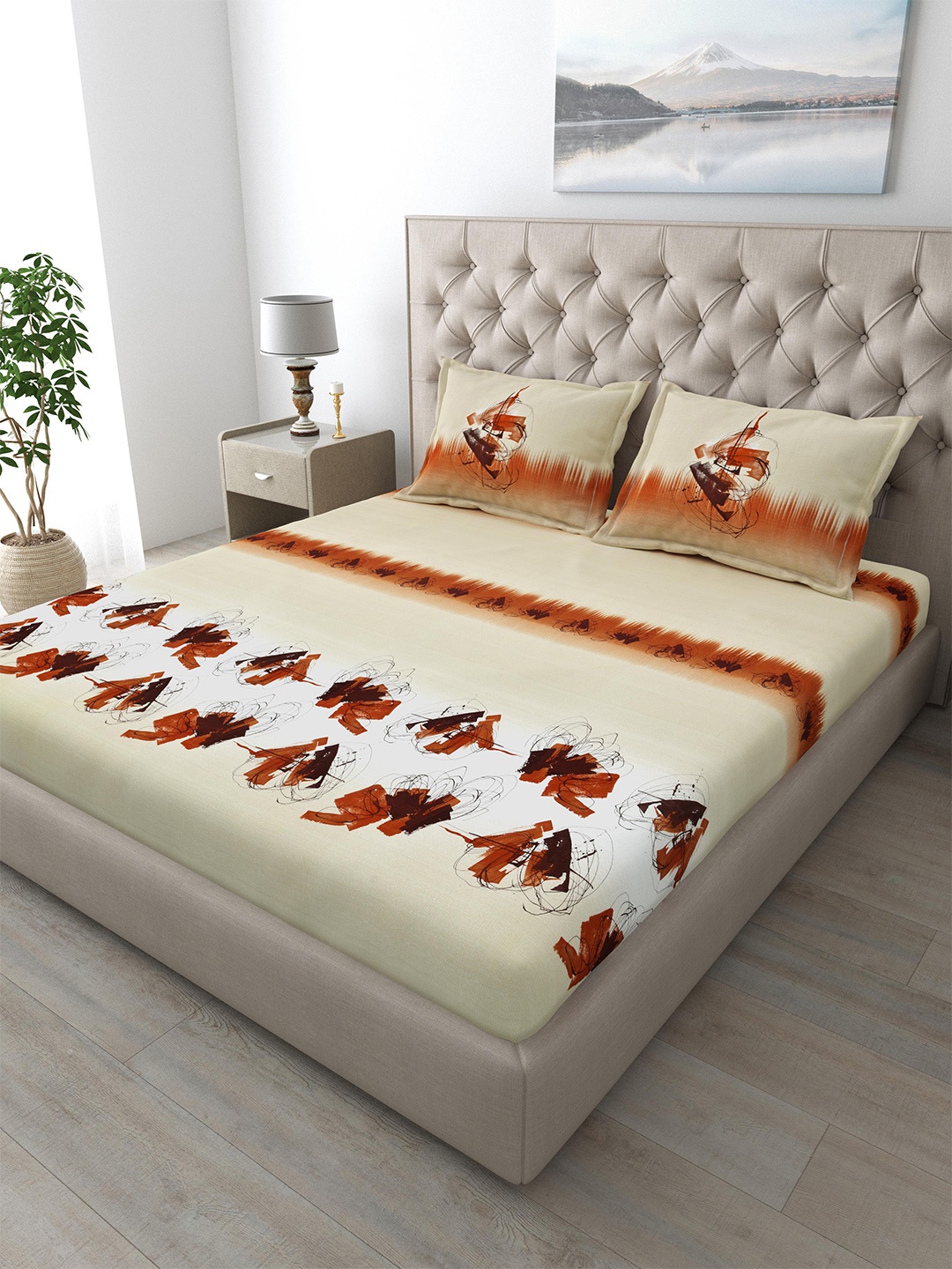 MAFATLAL Cream & White Abstract Printed Cotton 186 TC King Bedsheet Set- 2.74 m x 2.74 m
MAFATLAL Cream & White Abstract Printed Cotton 186 TC King Bedsheet Set- 2.74 m x 2.74 m