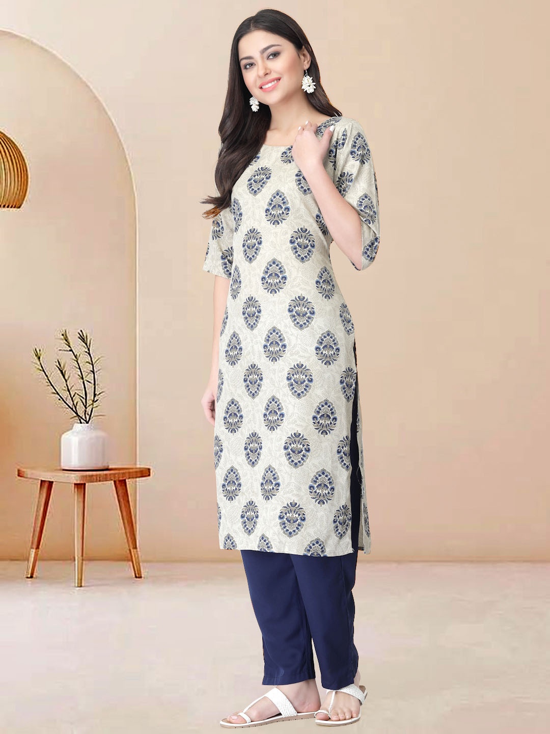 Moda Rapido Women Ethnic Motifs Printed Regular Kurta with Trousers, Cream
Moda Rapido Women Ethnic Motifs Printed Regular Kurta with Trousers, Cream