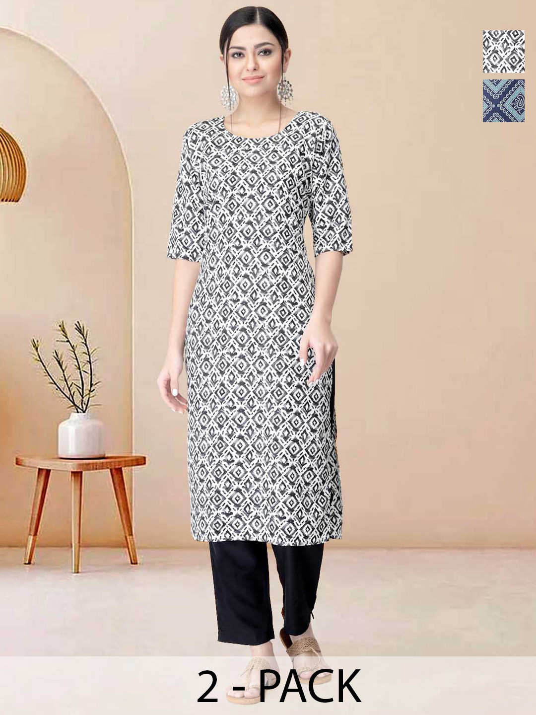 Moda Rapido Pack of 2 Printed Straight Kurta with Trousers, Blue
Moda Rapido Pack of 2 Printed Straight Kurta with Trousers, Blue