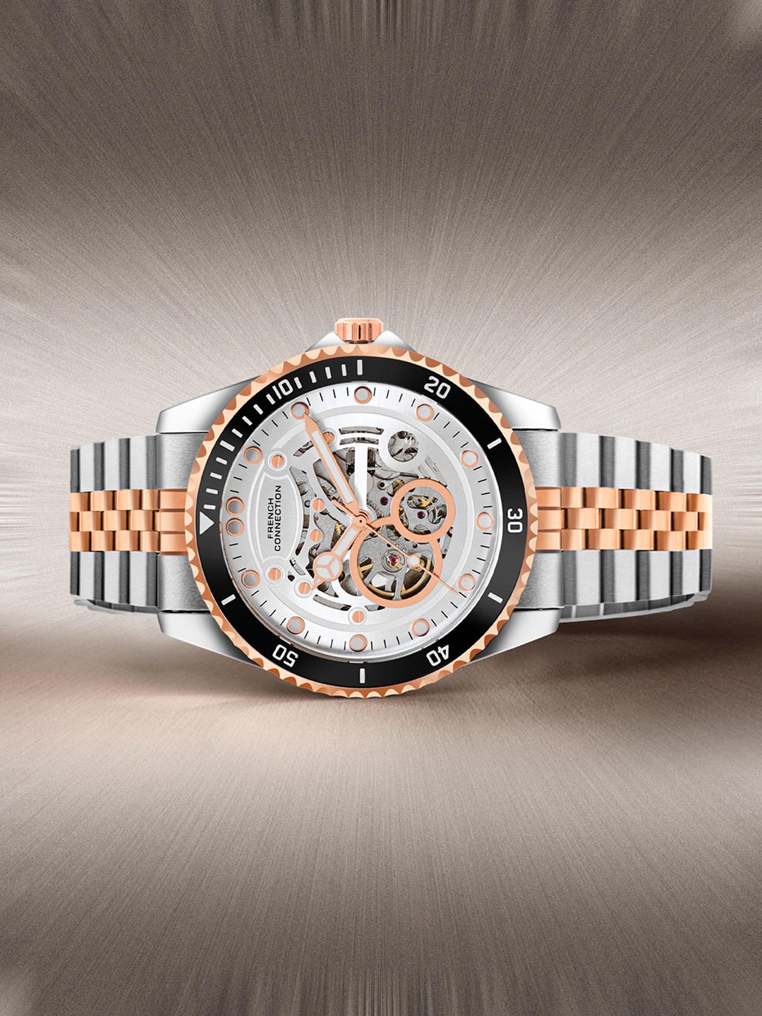 French Connection Men Skeleton Dial Analogue Automatic Motion WatchFCA19SRTM, Silver
French Connection Men Skeleton Dial Analogue Automatic Motion WatchFCA19SRTM, Silver