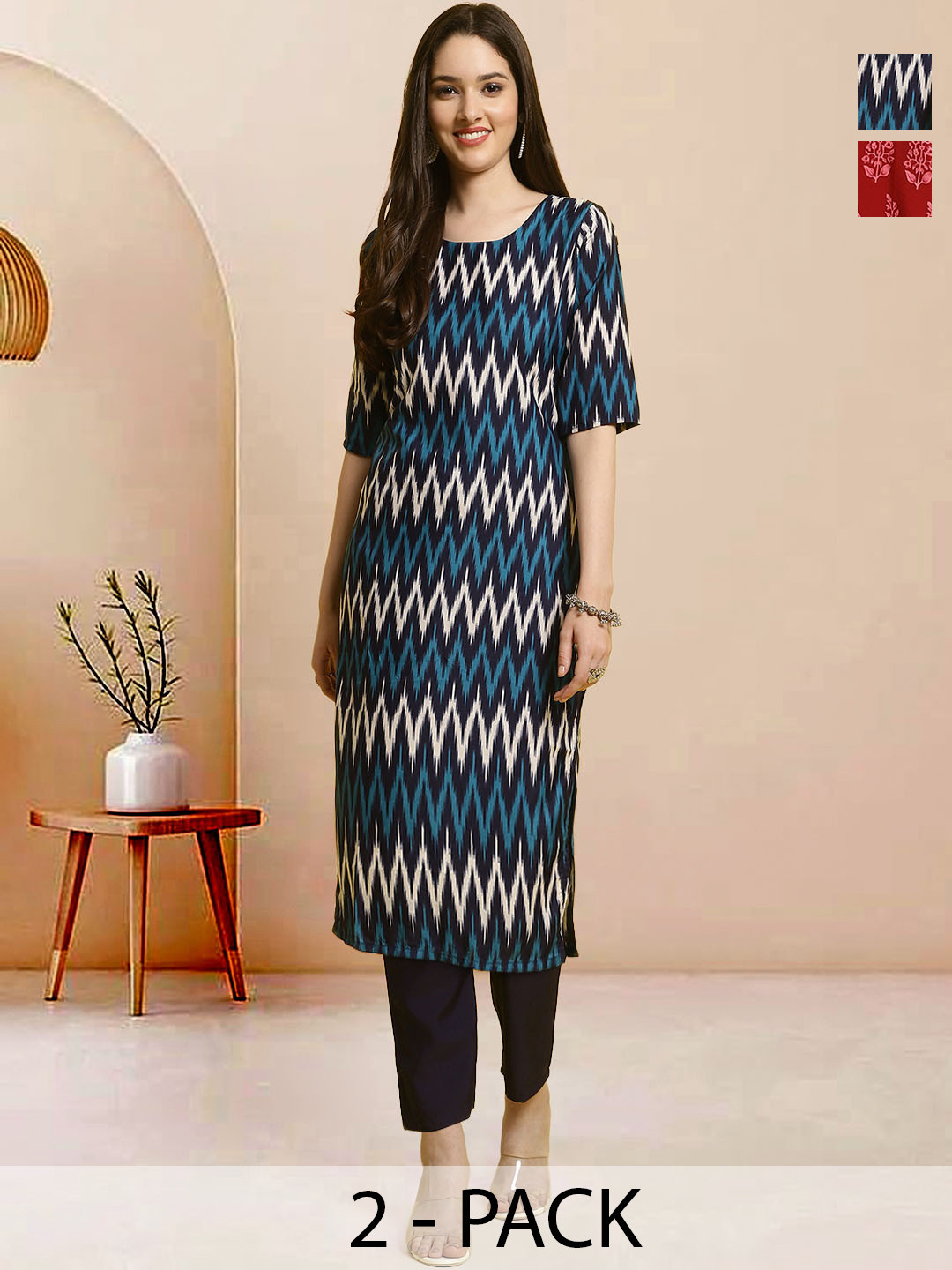 Moda Rapido Pack of 2 Printed Straight Kurta with Trousers, Blue
Moda Rapido Pack of 2 Printed Straight Kurta with Trousers, Blue