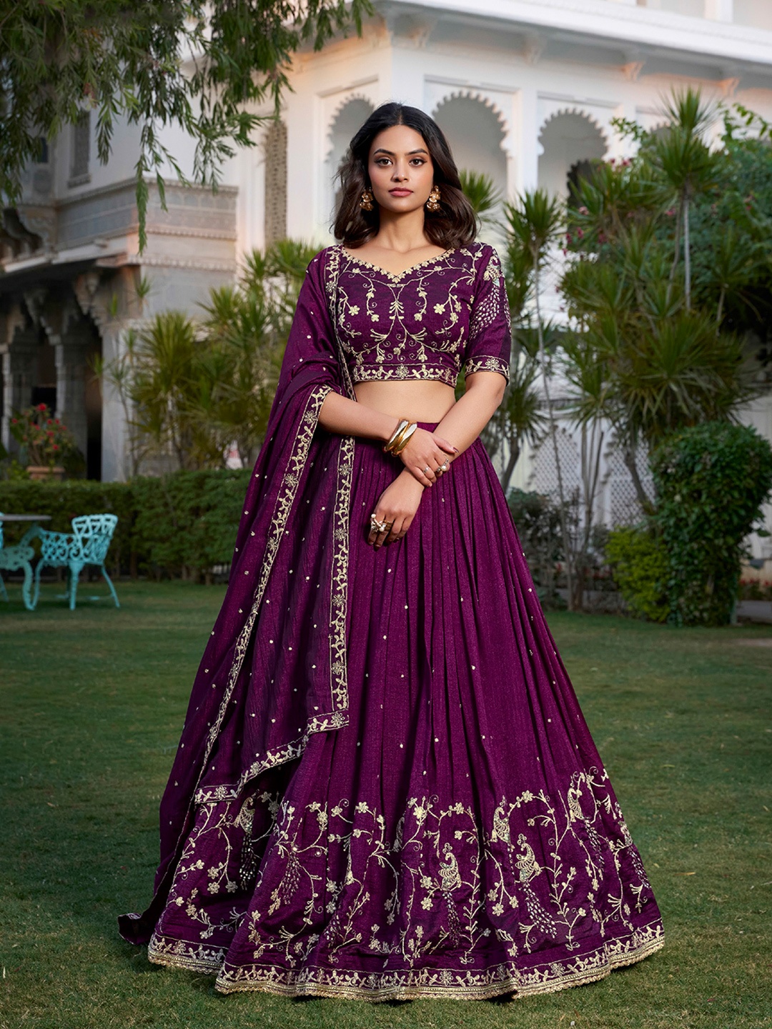 Trendmalls Embroidered Sequinned Semi-Stitched Lehenga & Unstitched Blouse With Dupatta, Purple
Trendmalls Embroidered Sequinned Semi-Stitched Lehenga & Unstitched Blouse With Dupatta, Purple