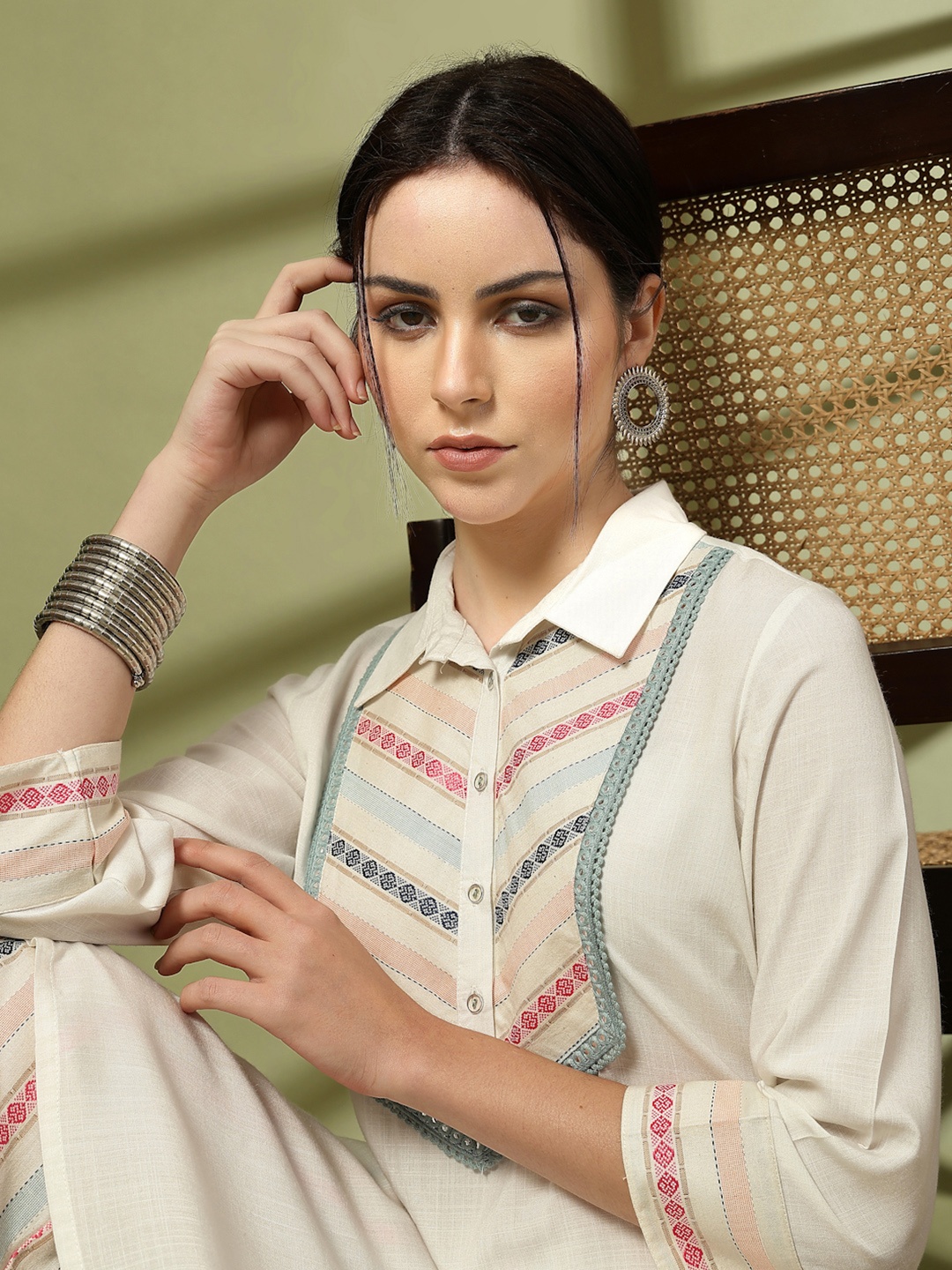 Nayam By Lakshita Floral Embroidered Mirror Work Straight Kurta With Palazzos, White
Nayam By Lakshita Floral Embroidered Mirror Work Straight Kurta With Palazzos, White