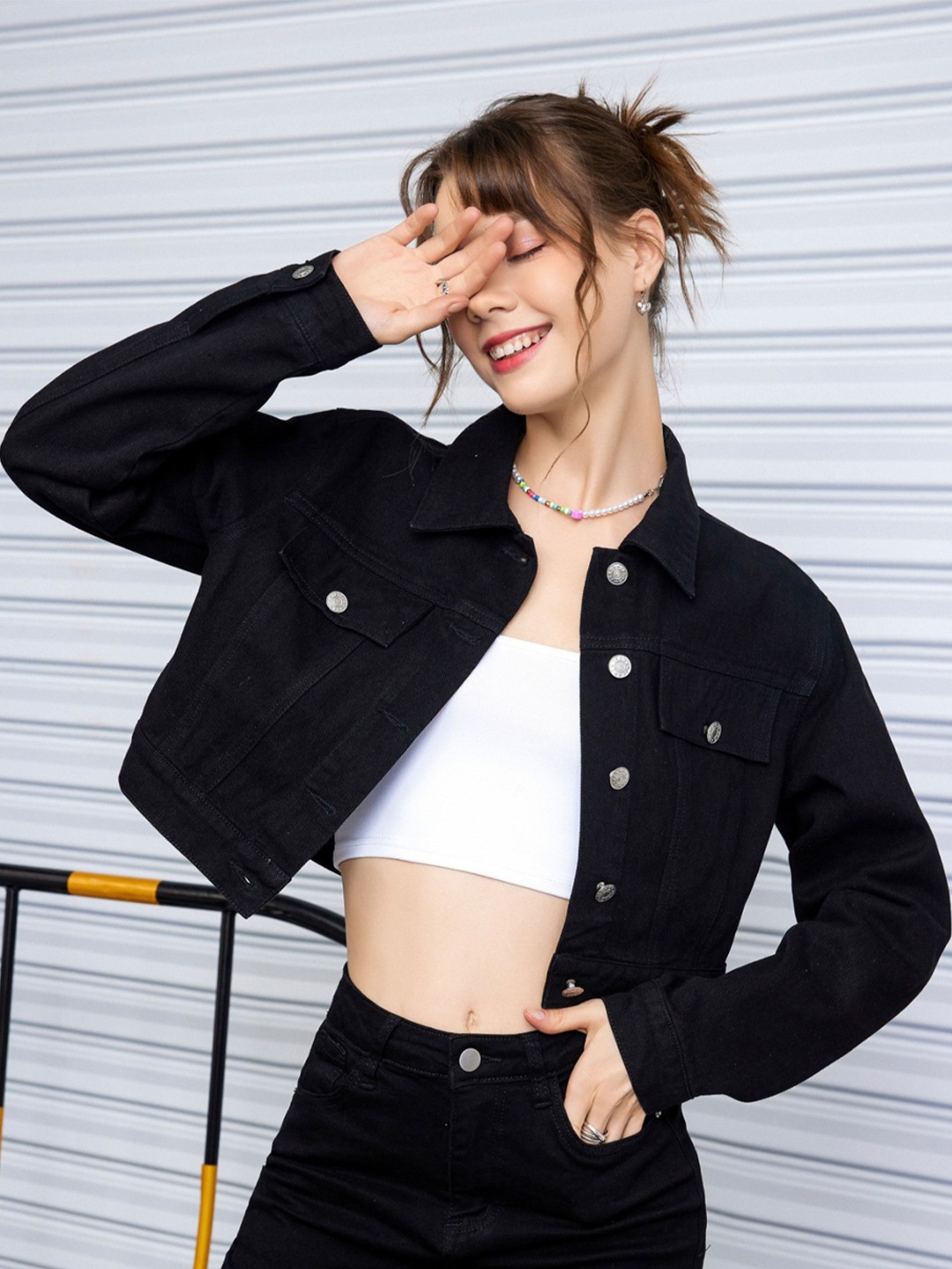 BUY NEW TREND Women Spread Collar Solid Cotton Casual Lightweight Denim Jacket, Black
BUY NEW TREND Women Spread Collar Solid Cotton Casual Lightweight Denim Jacket, Black