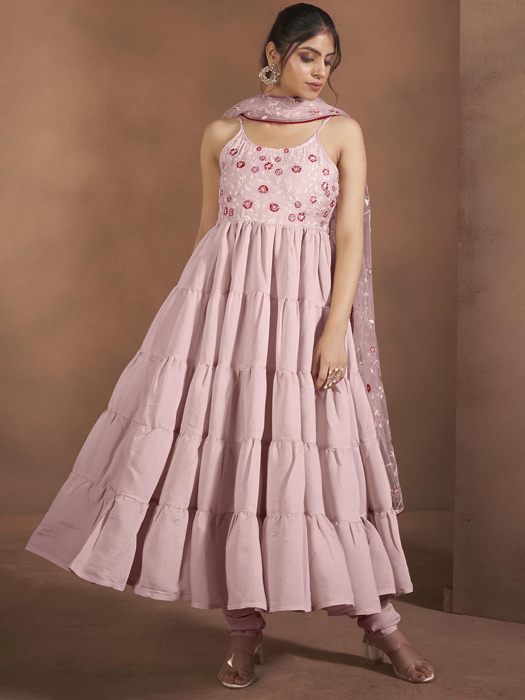 Anouk Floral Embroidered Tiered Thread Work Chanderi Silk Kurta With Churidar And Dupatta, Pink
Anouk Floral Embroidered Tiered Thread Work Chanderi Silk Kurta With Churidar And Dupatta, Pink