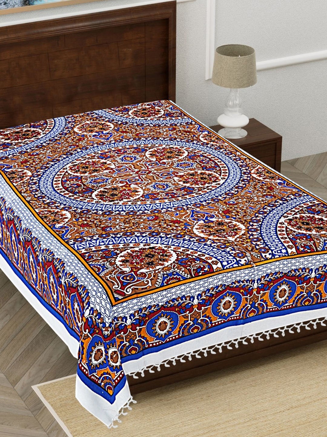HASHCART White & Blue Ethnic Motifs Pure Cotton 210 TC Single Bedsheet 2.3 m x 1.52 m
HASHCART White & Blue Ethnic Motifs Pure Cotton 210 TC Single Bedsheet 2.3 m x 1.52 m