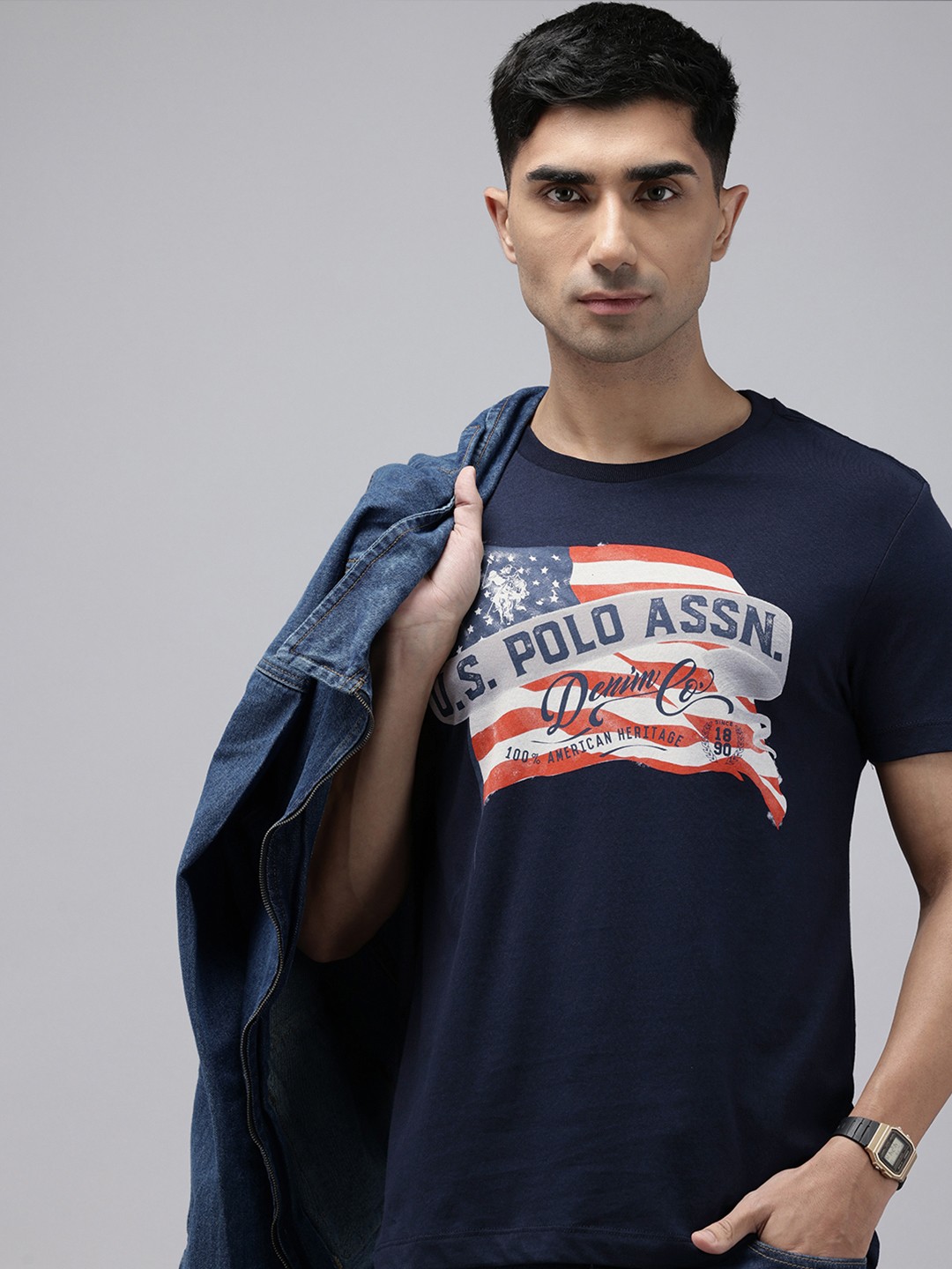 U.S. Polo Assn. Denim Co. Slim Fit Brand Logo Printed Pure Cotton T-shirt, Navy blue
U.S. Polo Assn. Denim Co. Slim Fit Brand Logo Printed Pure Cotton T-shirt, Navy blue
