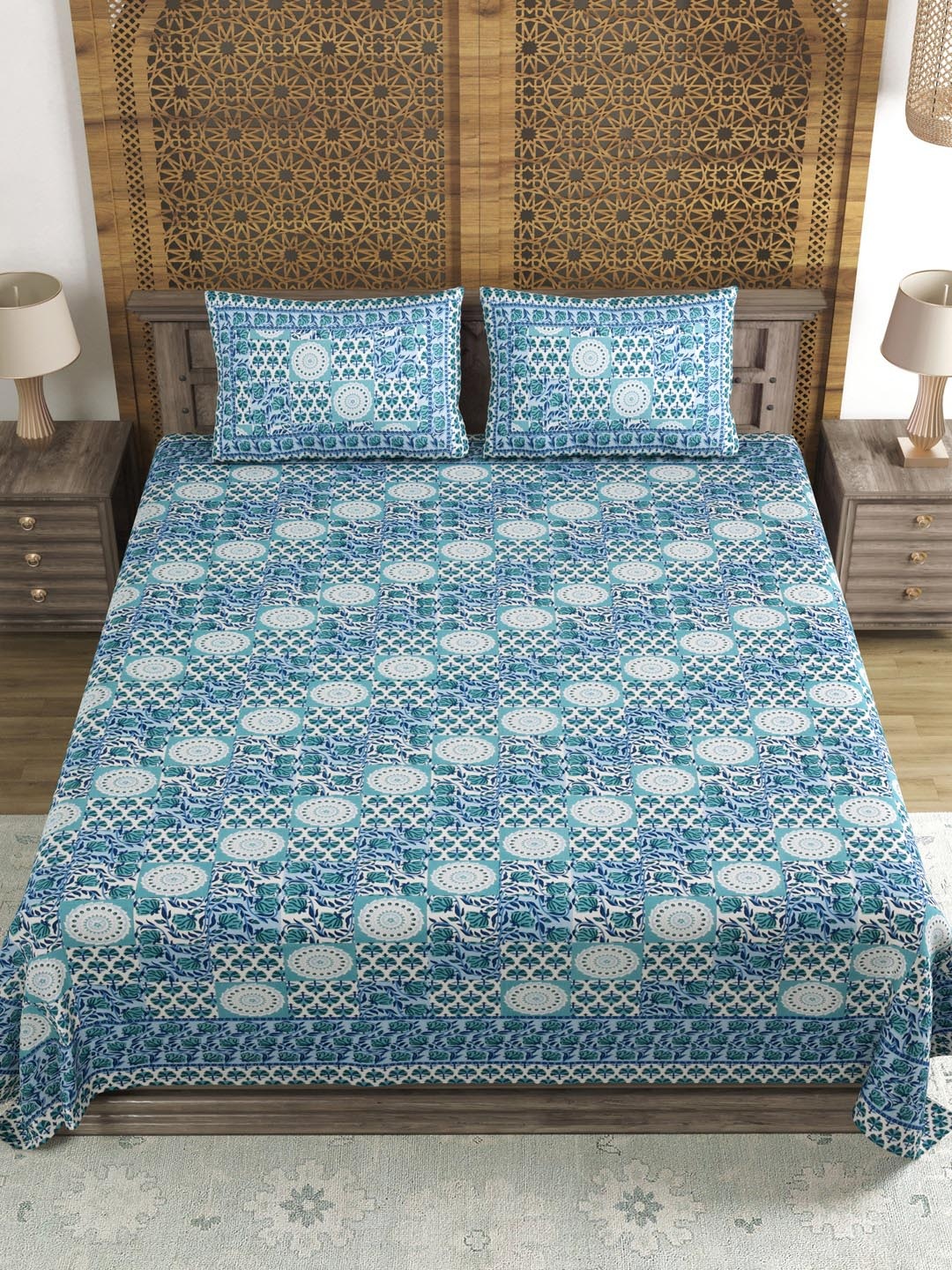 Myntra Elegant Homes Blue Ethnic Motifs Printed 120 TC King Bedsheet Set 2.18m x 2.64m
Myntra Elegant Homes Blue Ethnic Motifs Printed 120 TC King Bedsheet Set 2.18m x 2.64m