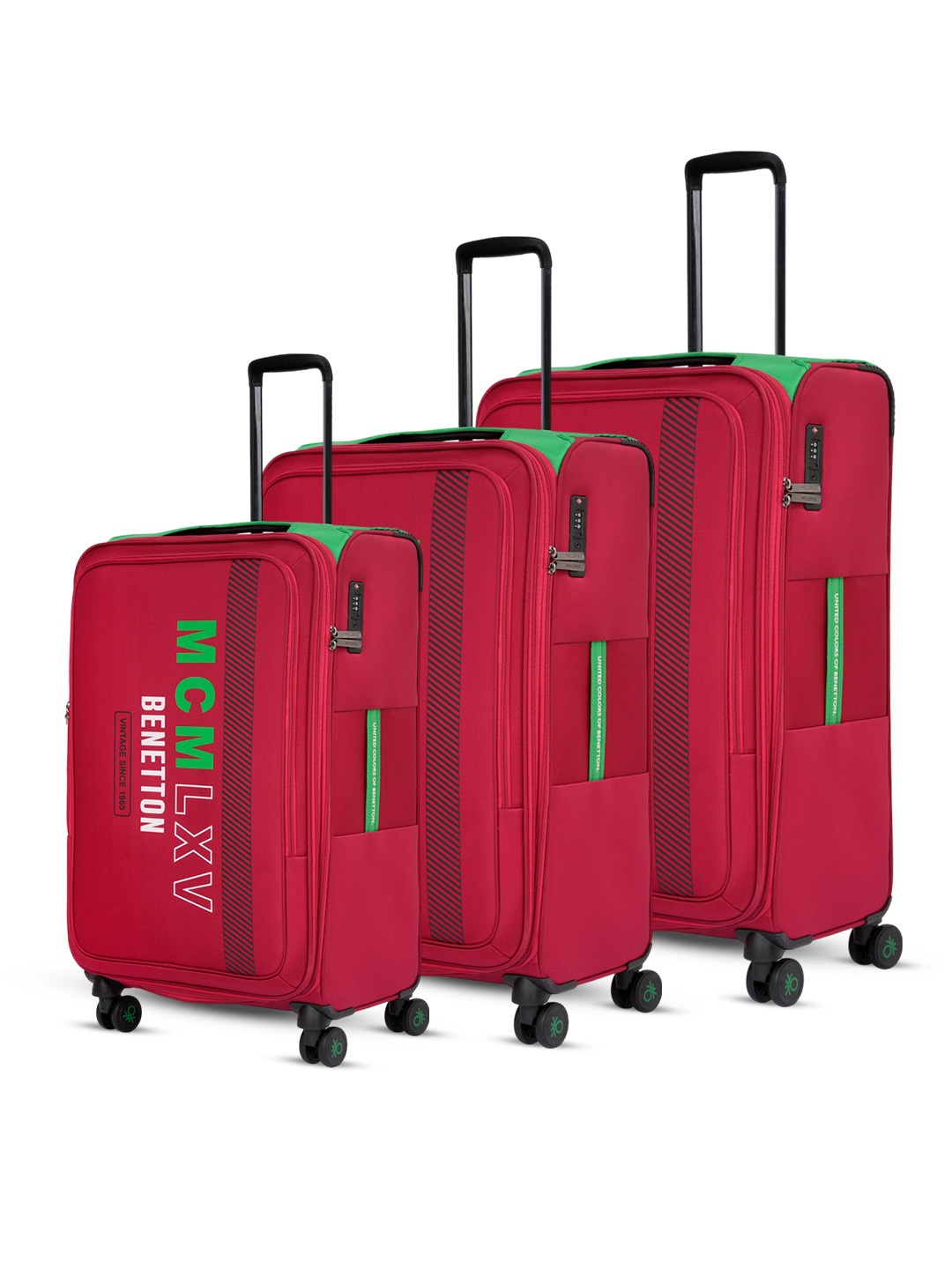 United Colors of Benetton Set Of 3 Topaz Plus Printed Soft-Sided Large Trolley Bags, Red
United Colors of Benetton Set Of 3 Topaz Plus Printed Soft-Sided Large Trolley Bags, Red