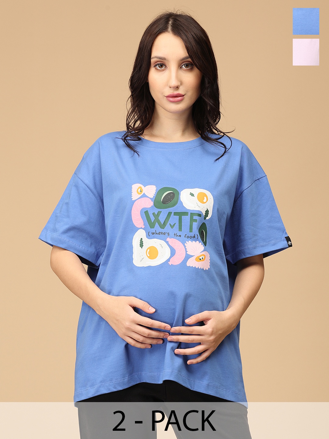 The Mom Store Women Pack Of 2 Graphic Printed Round Neck Cotton Oversized T-shirts, Blue
The Mom Store Women Pack Of 2 Graphic Printed Round Neck Cotton Oversized T-shirts, Blue