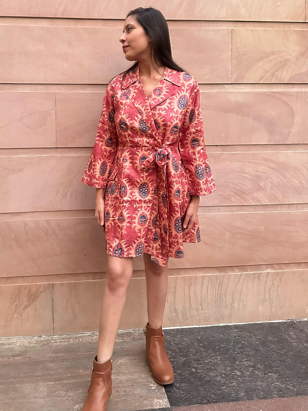 ALLUREARMOIRE Women Floral Print Wrap Mini Dress, Beige
ALLUREARMOIRE Women Floral Print Wrap Mini Dress, Beige