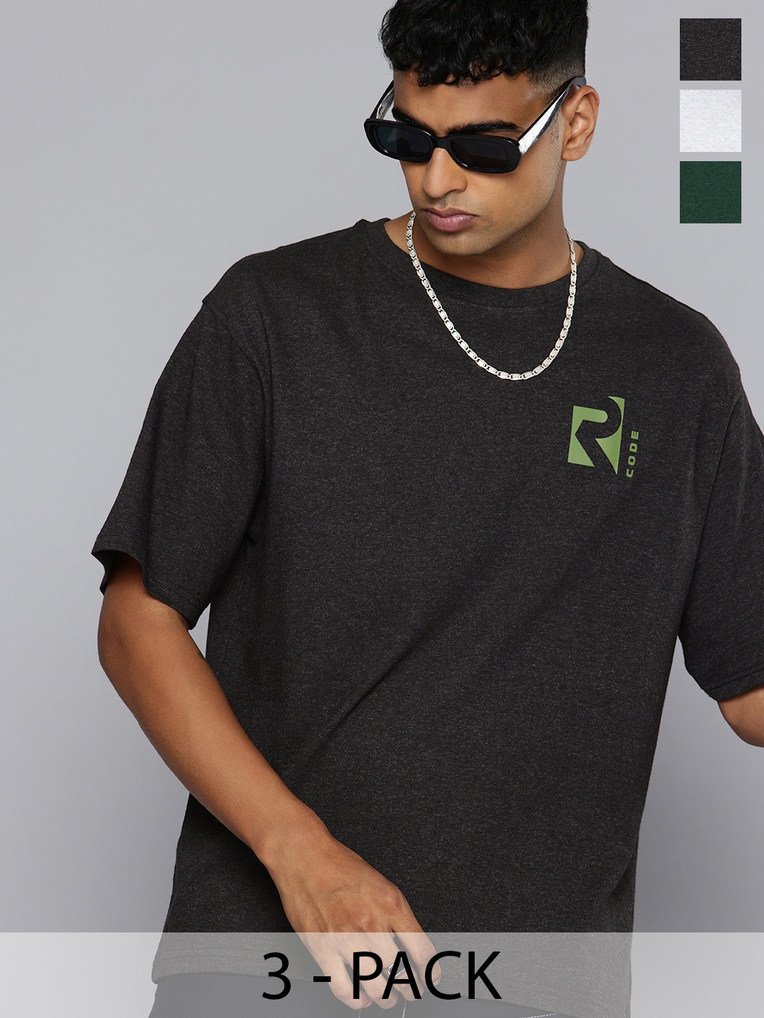 R.Code by The Roadster Lifestyle Co. Men Pack Of 3 Solid Cotton Relaxed Fit T-shirts, Grey
R.Code by The Roadster Lifestyle Co. Men Pack Of 3 Solid Cotton Relaxed Fit T-shirts, Grey