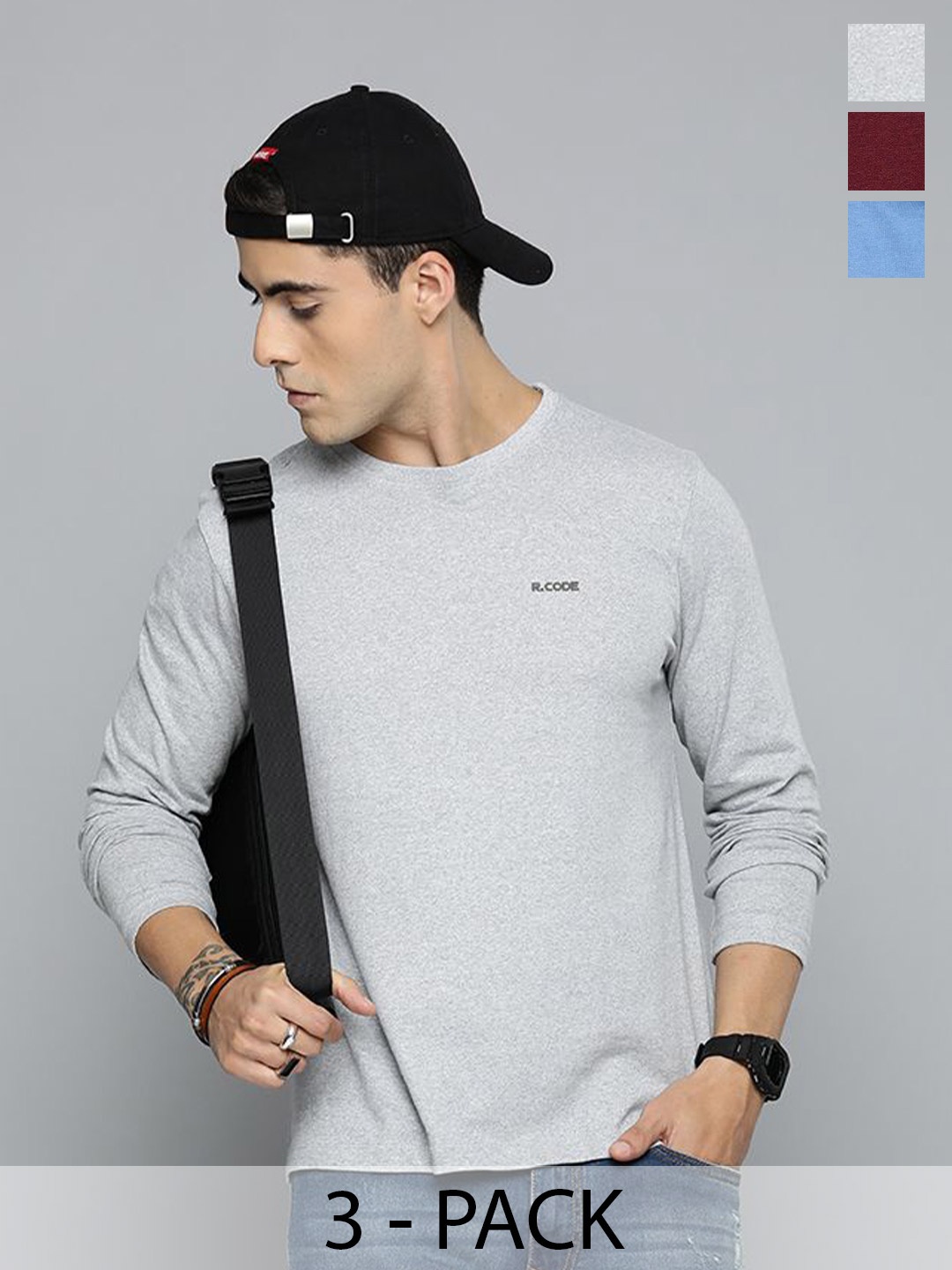 R.Code by The Roadster Lifestyle Co. Men Regular Fit Pack Of 3 Solid Cotton T-shirts, Grey
R.Code by The Roadster Lifestyle Co. Men Regular Fit Pack Of 3 Solid Cotton T-shirts, Grey