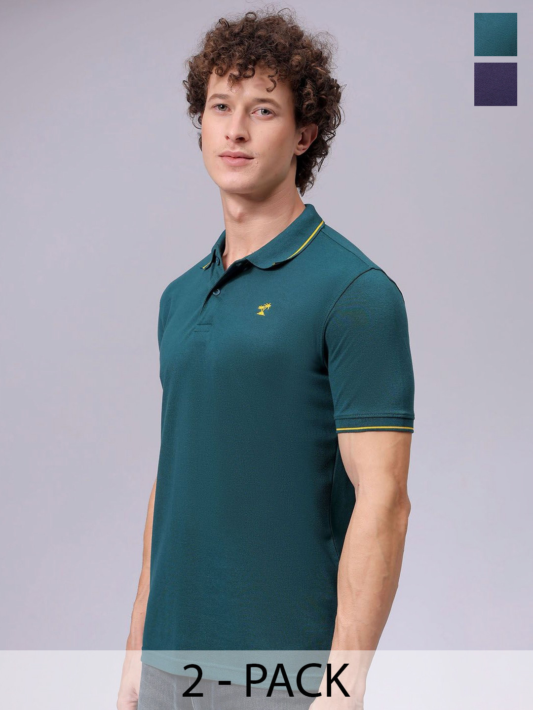 The Indian Garage Co Men's Pack of 2 Polo Collar T-Shirt, Green 
The Indian Garage Co Men's Pack of 2 Polo Collar T-Shirt, Green