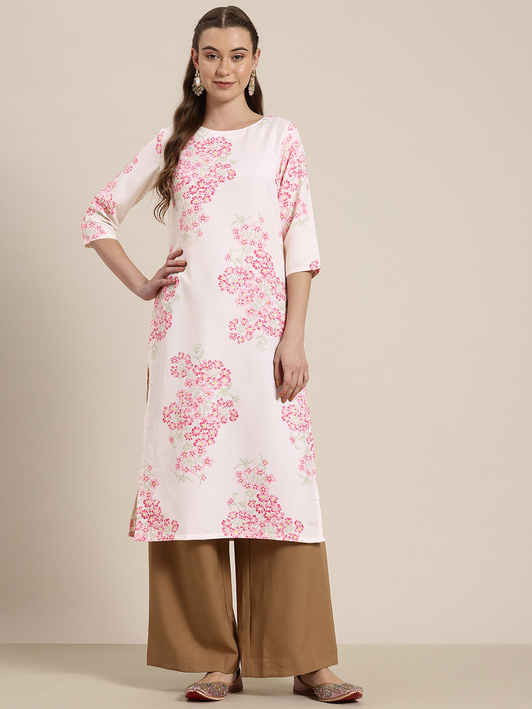 HERE&NOW Floral Printed Kurta, White
HERE&NOW Floral Printed Kurta, White