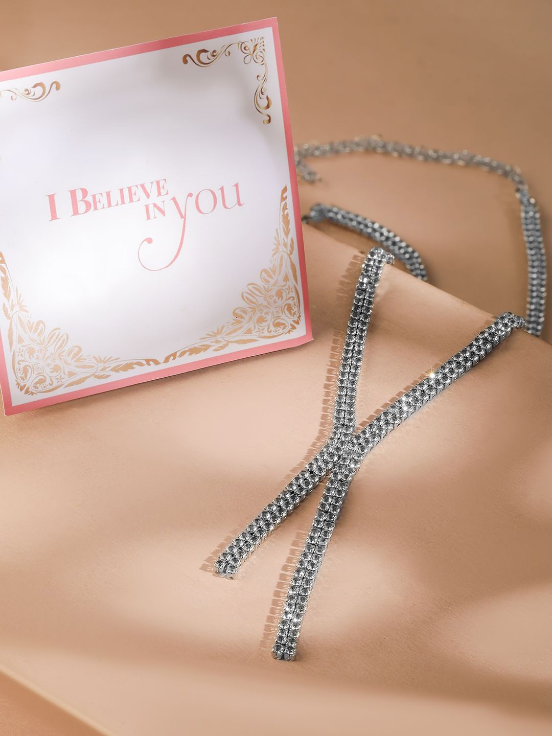 Rubans Valentine's Rhodium Plated AD & Cubic Zirconia Luxurious Lariat Statement Necklace, Silver
Rubans Valentine's Rhodium Plated AD & Cubic Zirconia Luxurious Lariat Statement Necklace, Silver