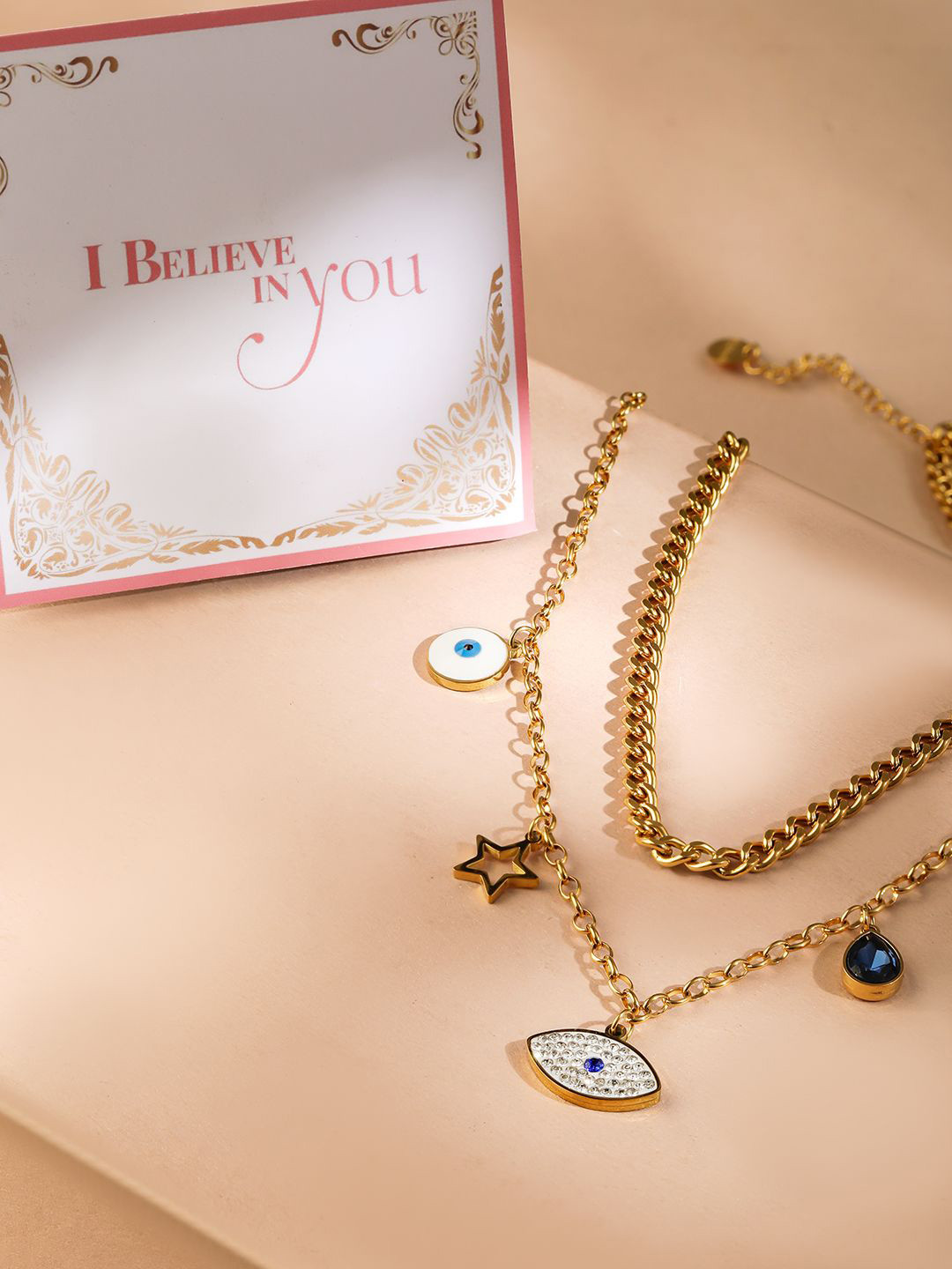 Rubans Valentine's 18K Gold Plated Stainless Steel Layered Charm Necklace, Tarnish-Free
Rubans Valentine's 18K Gold Plated Stainless Steel Layered Charm Necklace, Tarnish-Free