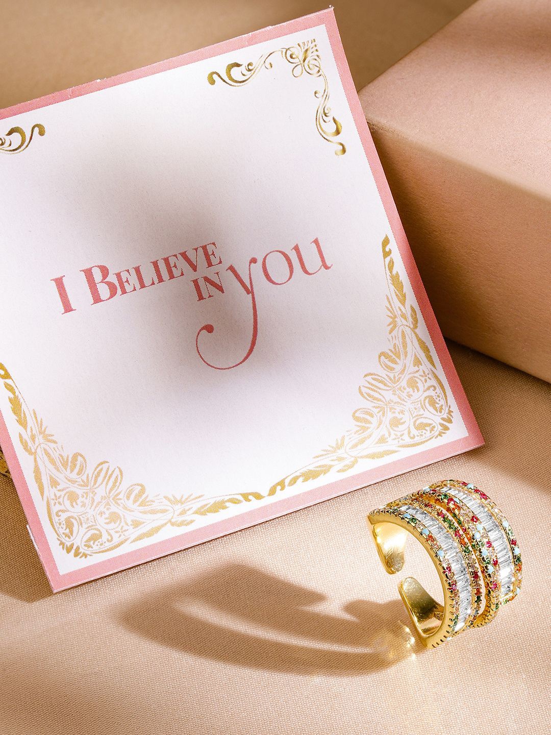 Rubans Valentine's 22K Gold Plated Multicolor AD & Cubic Zirconia Adjustable Finger Ring
Rubans Valentine's 22K Gold Plated Multicolor AD & Cubic Zirconia Adjustable Finger Ring