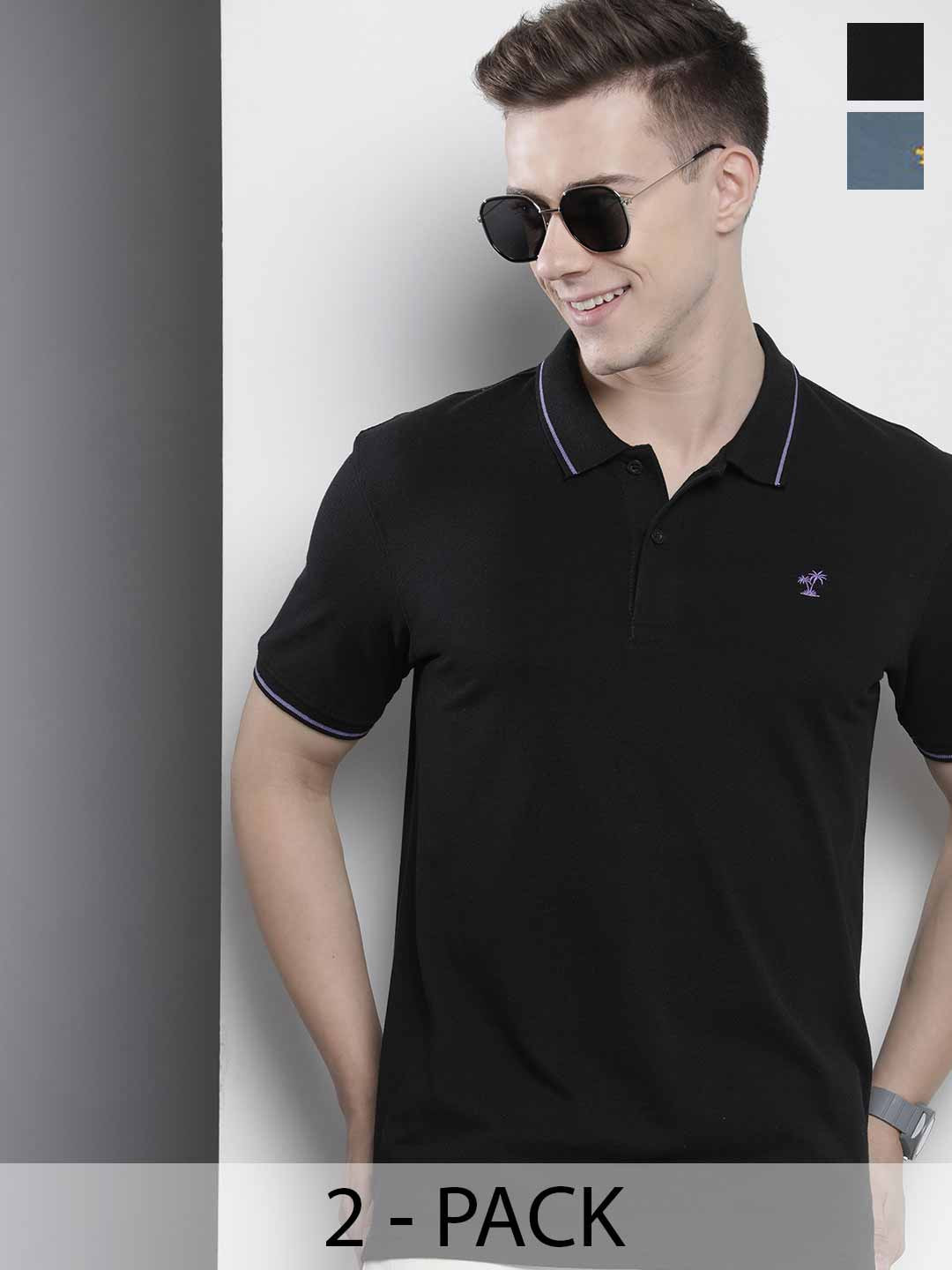 The Indian Garage Co Men Solid Polo Collar Short Sleeves T-Shirt, Black 
The Indian Garage Co Men Solid Polo Collar Short Sleeves T-Shirt, Black