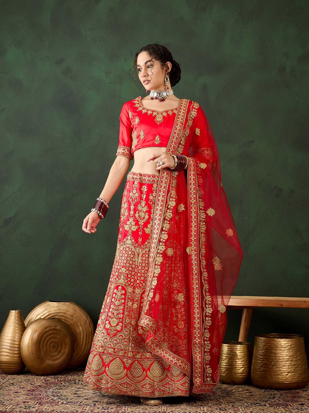 DEVATITHI Embroidered Thread Work Silk Semi-Stitched Lehenga & Blouse With Dupatta, Red
DEVATITHI Embroidered Thread Work Silk Semi-Stitched Lehenga & Blouse With Dupatta, Red