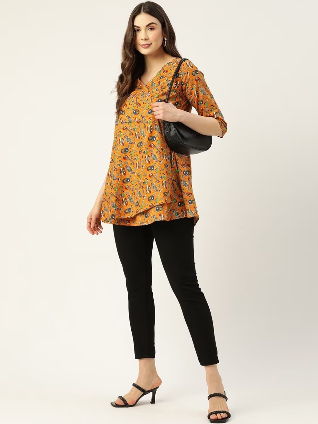LIVING ROOTS Floral Block Printed V-Neck Pure Cotton A-Line Casual Short Kurti, Yellow
LIVING ROOTS Floral Block Printed V-Neck Pure Cotton A-Line Casual Short Kurti, Yellow