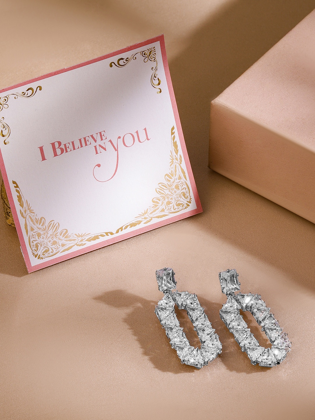 Rubans Valentine's Rhodium Plated Cubic Zirconia Geometric Shaped Drop Earrings, Silver
Rubans Valentine's Rhodium Plated Cubic Zirconia Geometric Shaped Drop Earrings, Silver