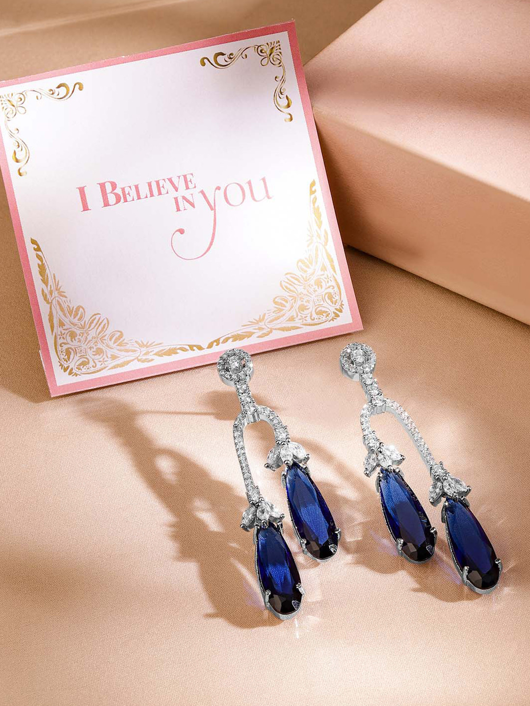Rubans Valentine's Rhodium Plated Blue & Cubic Zirconia Teardrop Shaped Drop Earrings, Silver
Rubans Valentine's Rhodium Plated Blue & Cubic Zirconia Teardrop Shaped Drop Earrings, Silver