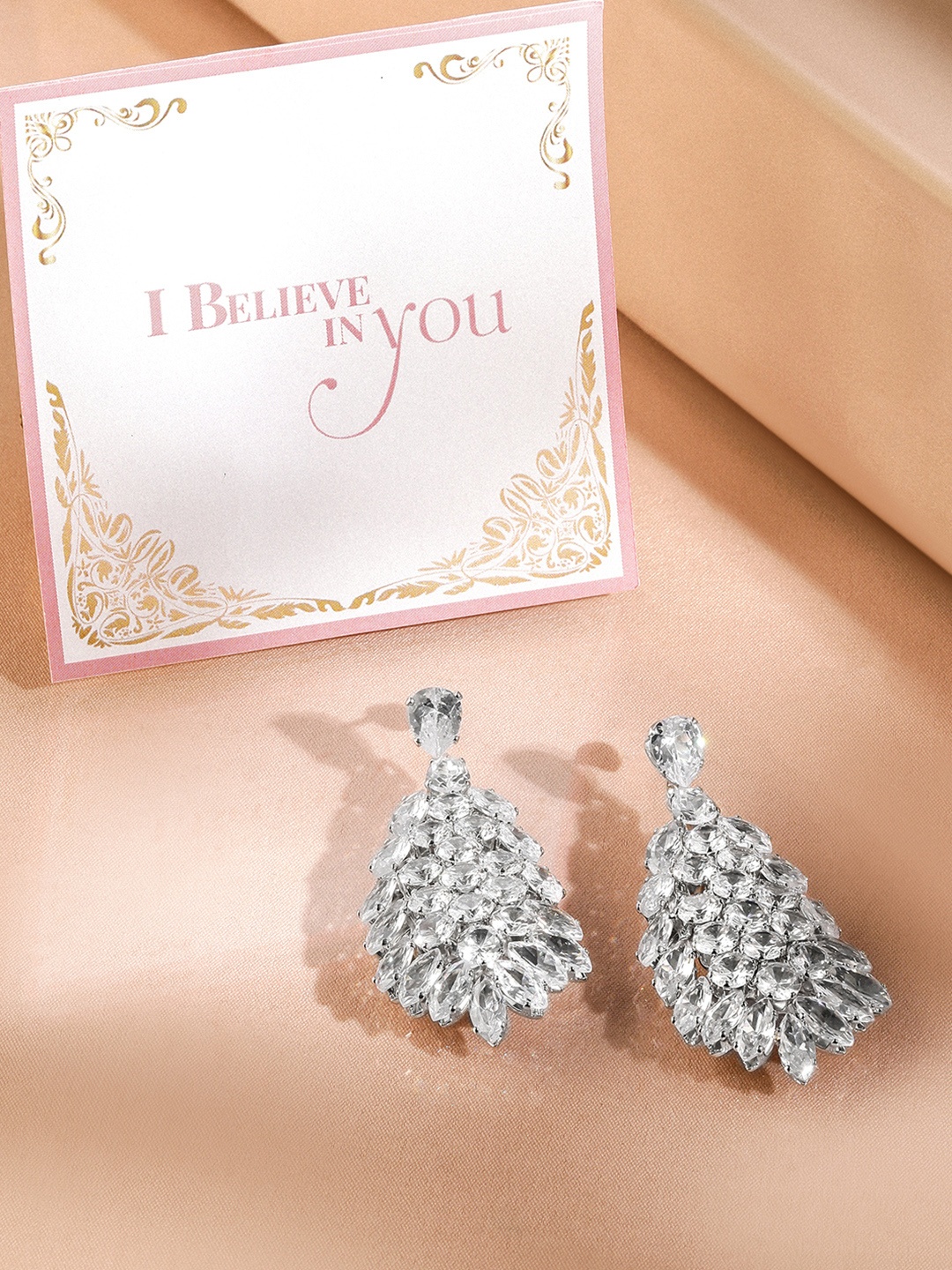Rubans Valentine's Rhodium Plated Cubic Zirconia Stone Contemporary Shaped Drop Earrings, Silver
Rubans Valentine's Rhodium Plated Cubic Zirconia Stone Contemporary Shaped Drop Earrings, Silver