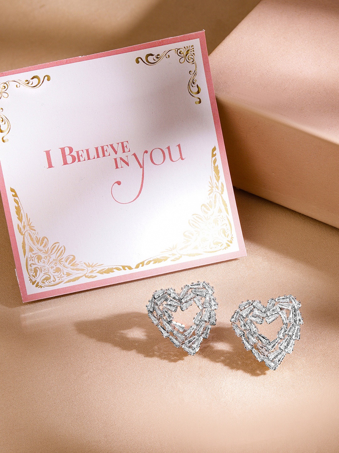 Rubans Valentine's Rhodium Plated Cubic Zirconia Stone Studded Heart Shaped Studs, Silver
Rubans Valentine's Rhodium Plated Cubic Zirconia Stone Studded Heart Shaped Studs, Silver