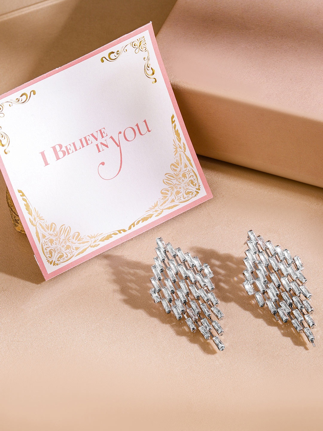 Rubans Valentine's Rhodium Plated Cubic Zirconia Studded Diamond-Shaped Drop Earrings, Silver
Rubans Valentine's Rhodium Plated Cubic Zirconia Studded Diamond-Shaped Drop Earrings, Silver