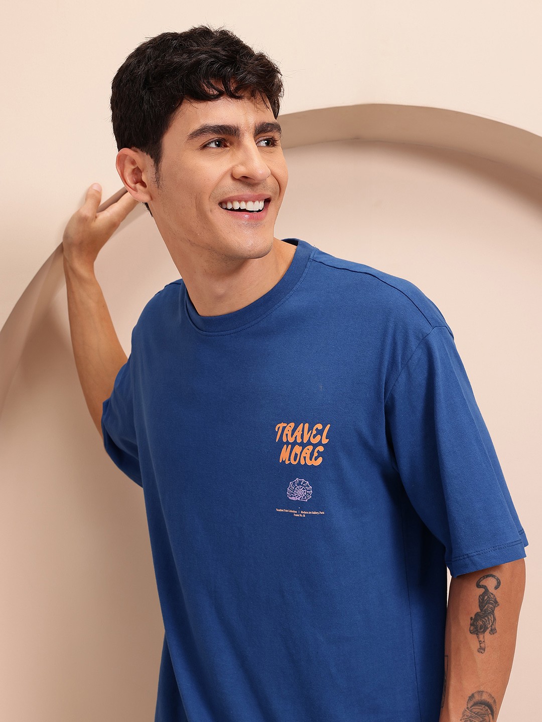 Mast & Harbour Solid Drop Shoulder Sleeves Oversized T-shirt with Typography Detail, Blue
Mast & Harbour Solid Drop Shoulder Sleeves Oversized T-shirt with Typography Detail, Blue
