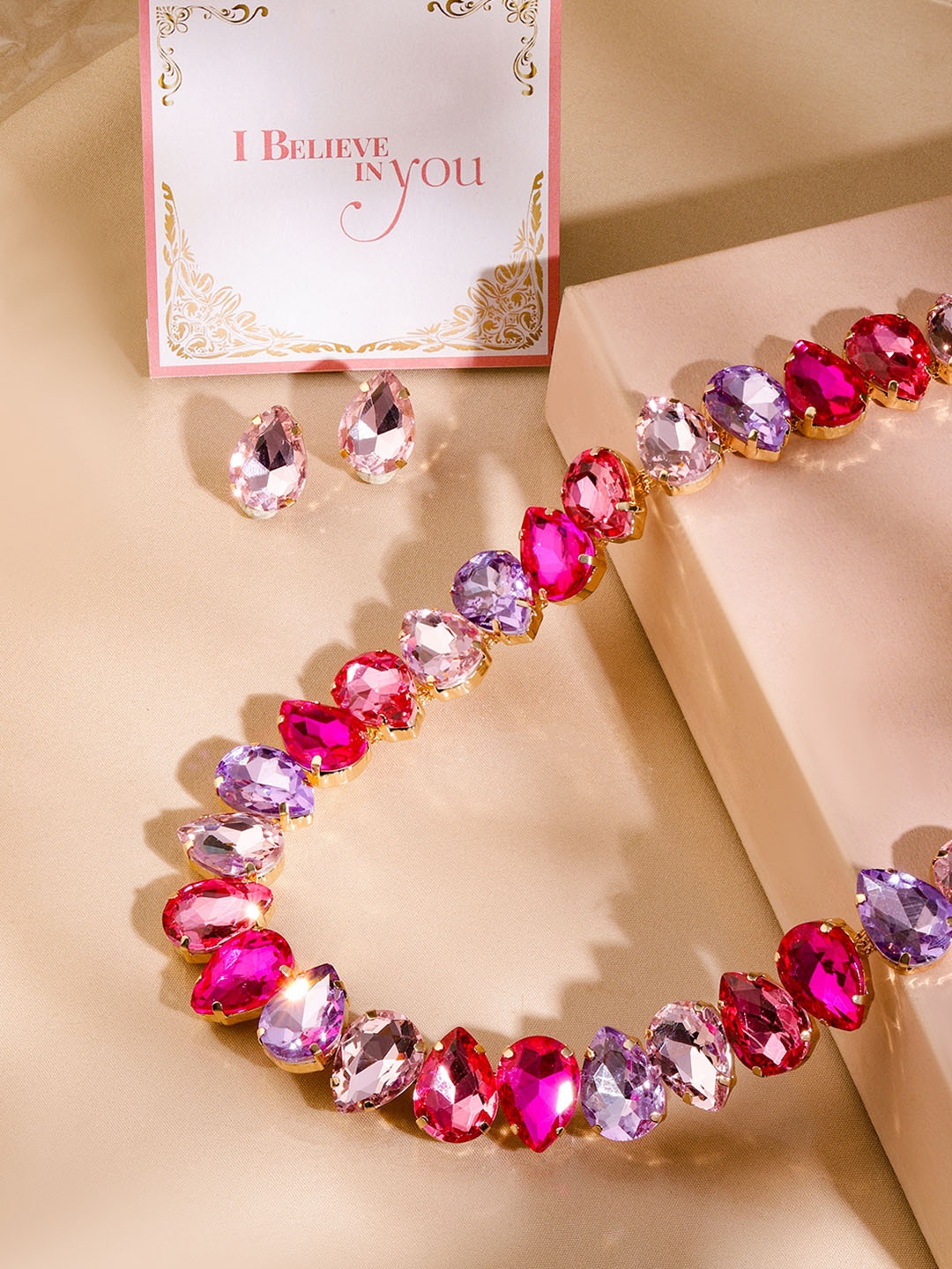 Rubans Valentine's 18K Gold Plated Multicolor Crystal Cubic Zirconia Studded Jewellery Set
Rubans Valentine's 18K Gold Plated Multicolor Crystal Cubic Zirconia Studded Jewellery Set