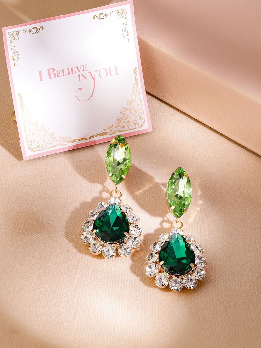 Rubans Valentine's 18 K Gold Plated Dark Green & Light Green Zirconia Clear Accent Earring
Rubans Valentine's 18 K Gold Plated Dark Green & Light Green Zirconia Clear Accent Earring