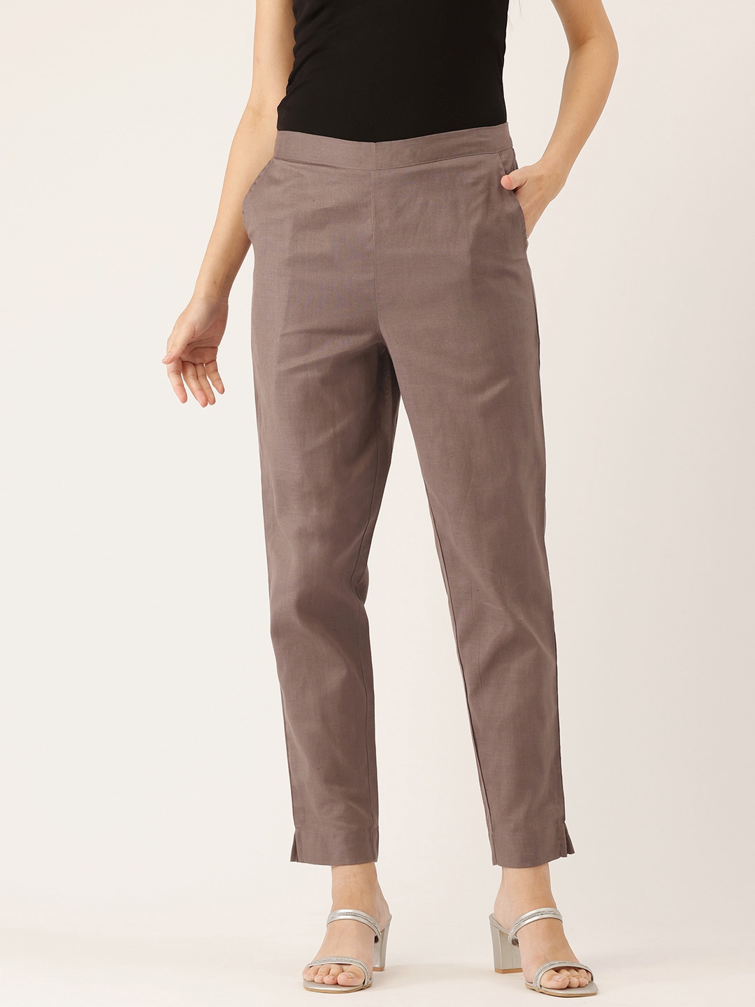 FERANOID Women Original Straight Fit High-Rise Easy Wash Pure Cotton Trousers, Taupe
FERANOID Women Original Straight Fit High-Rise Easy Wash Pure Cotton Trousers, Taupe