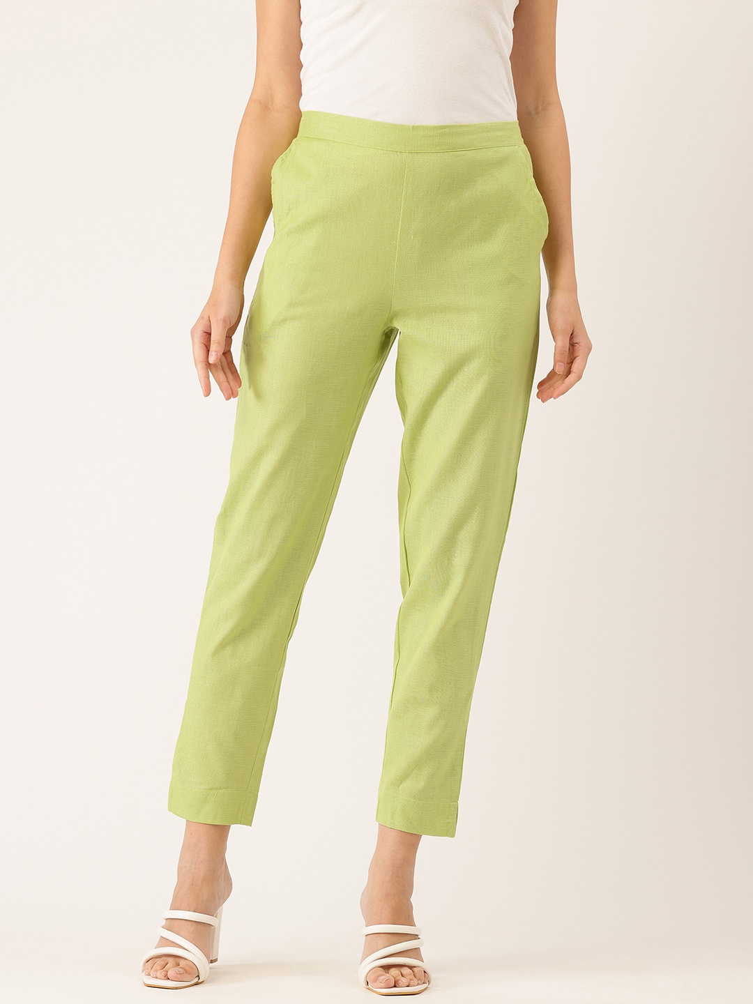 FERANOID Women Original Straight Fit High-Rise Easy Wash Pure Cotton Trousers, Lime green
FERANOID Women Original Straight Fit High-Rise Easy Wash Pure Cotton Trousers, Lime green