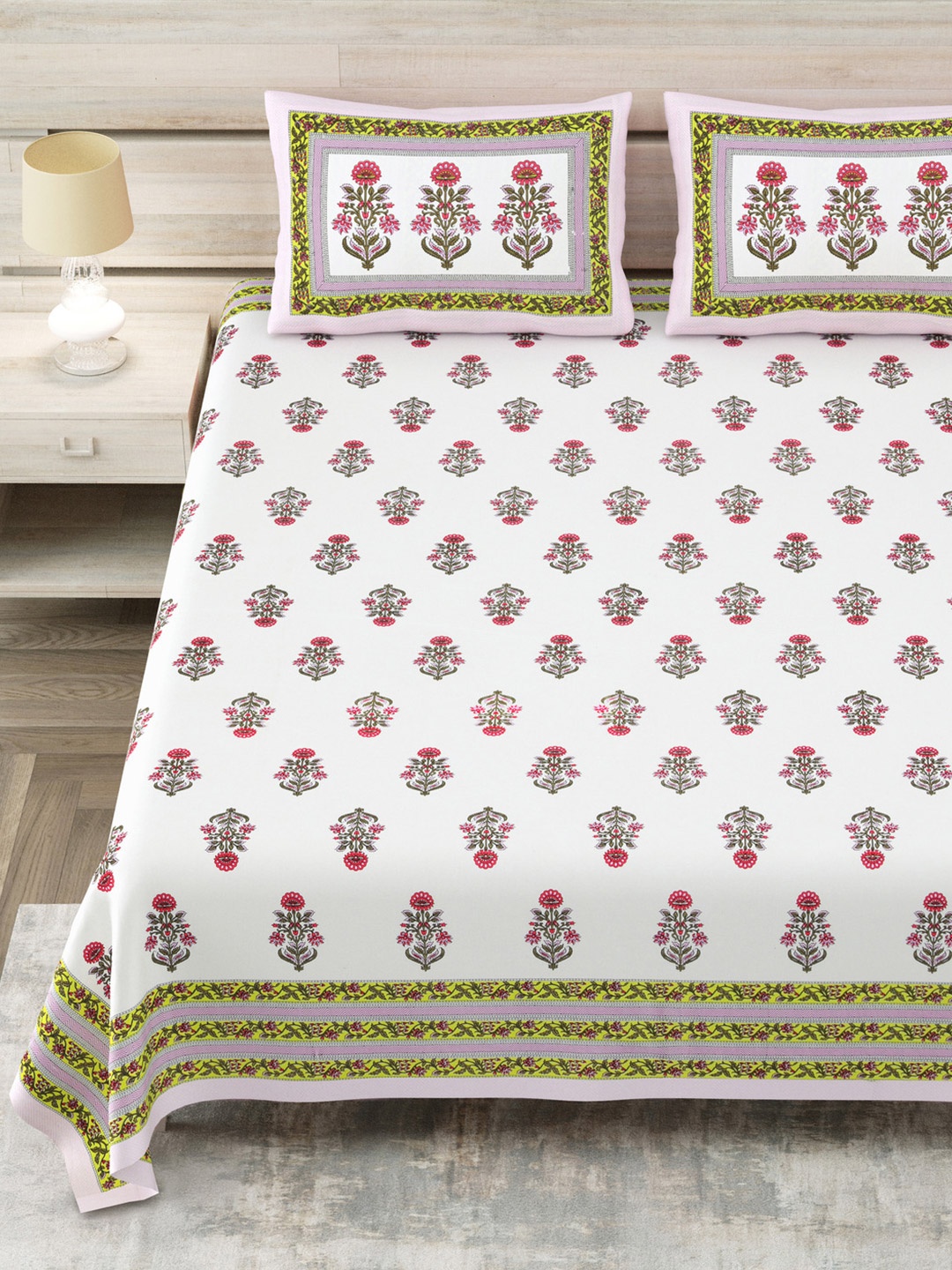 Aapno Rajasthan White Floral Printed Pure Cotton 144 TC King Bedsheet Set 2.74m x 2.74m
Aapno Rajasthan White Floral Printed Pure Cotton 144 TC King Bedsheet Set 2.74m x 2.74m