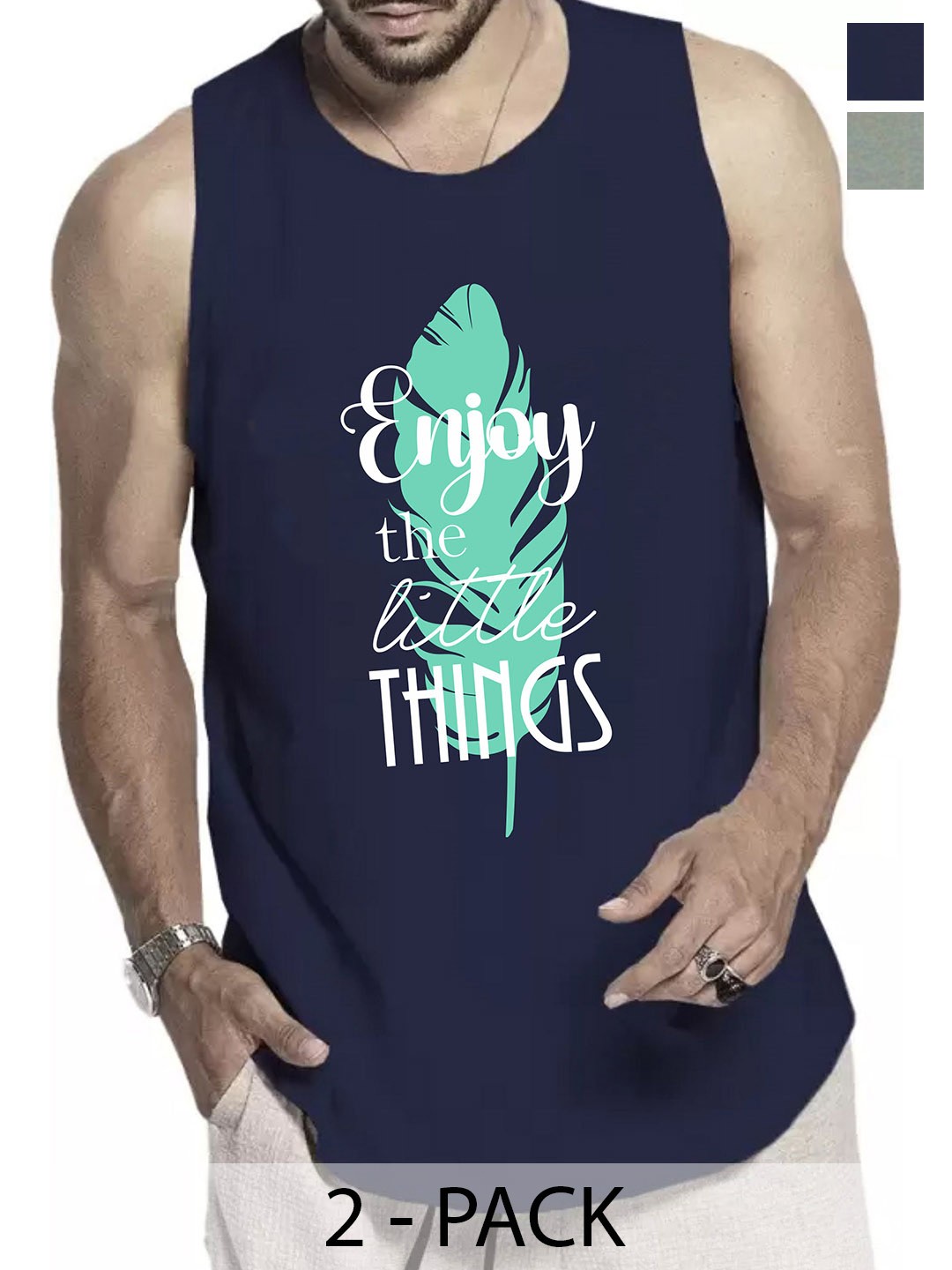 WOOSTRO Pack Of 2 Printed Cotton Innerwear Vests RS26 (ENJOY NAVY)(98 LGTGREEN), Navy blue
WOOSTRO Pack Of 2 Printed Cotton Innerwear Vests RS26 (ENJOY NAVY)(98 LGTGREEN), Navy blue