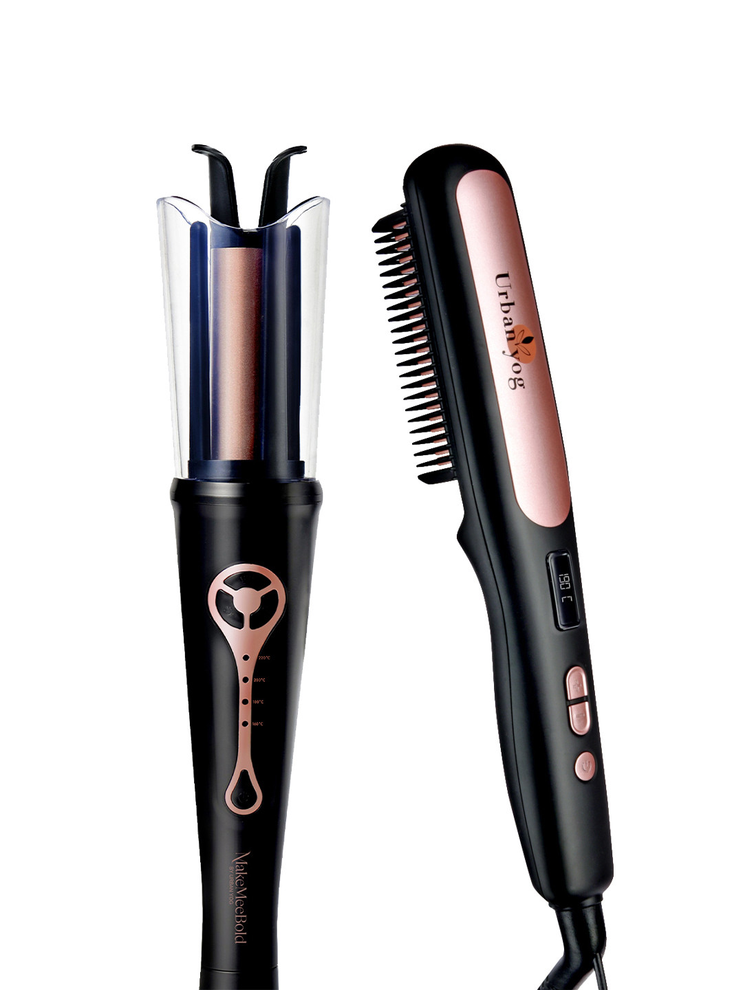 URBANYOG MakeMeeBold Hair Styling Duo - Straightening Brush + Hair Curler, Black
URBANYOG MakeMeeBold Hair Styling Duo - Straightening Brush + Hair Curler, Black