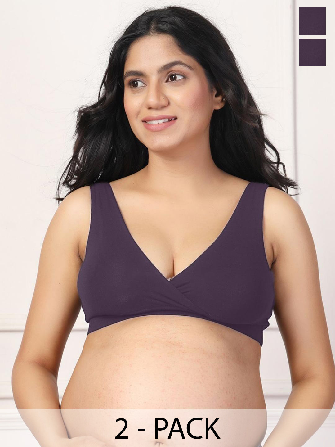 House Of Zelena Pack of 2 Non-Wired Stretchable Padded Maternity Bras, Purple
House Of Zelena Pack of 2 Non-Wired Stretchable Padded Maternity Bras, Purple